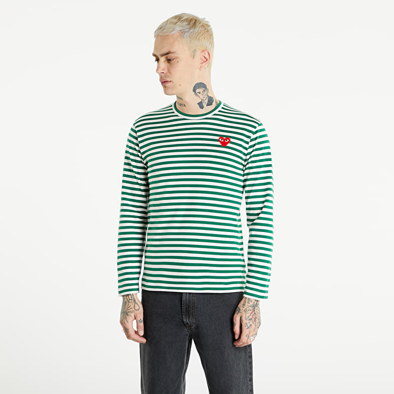 Comme des Garçons PLAY Long Sleeve Tee UNISEX Green/ White | Footshop