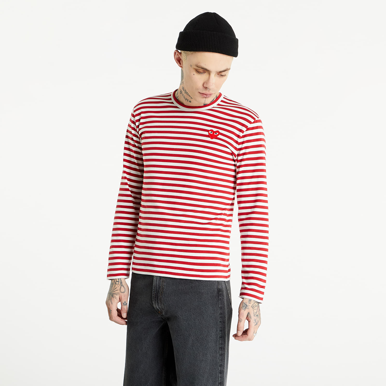 Trička Comme des Garçons PLAY Long Sleeve Tee Red/ White