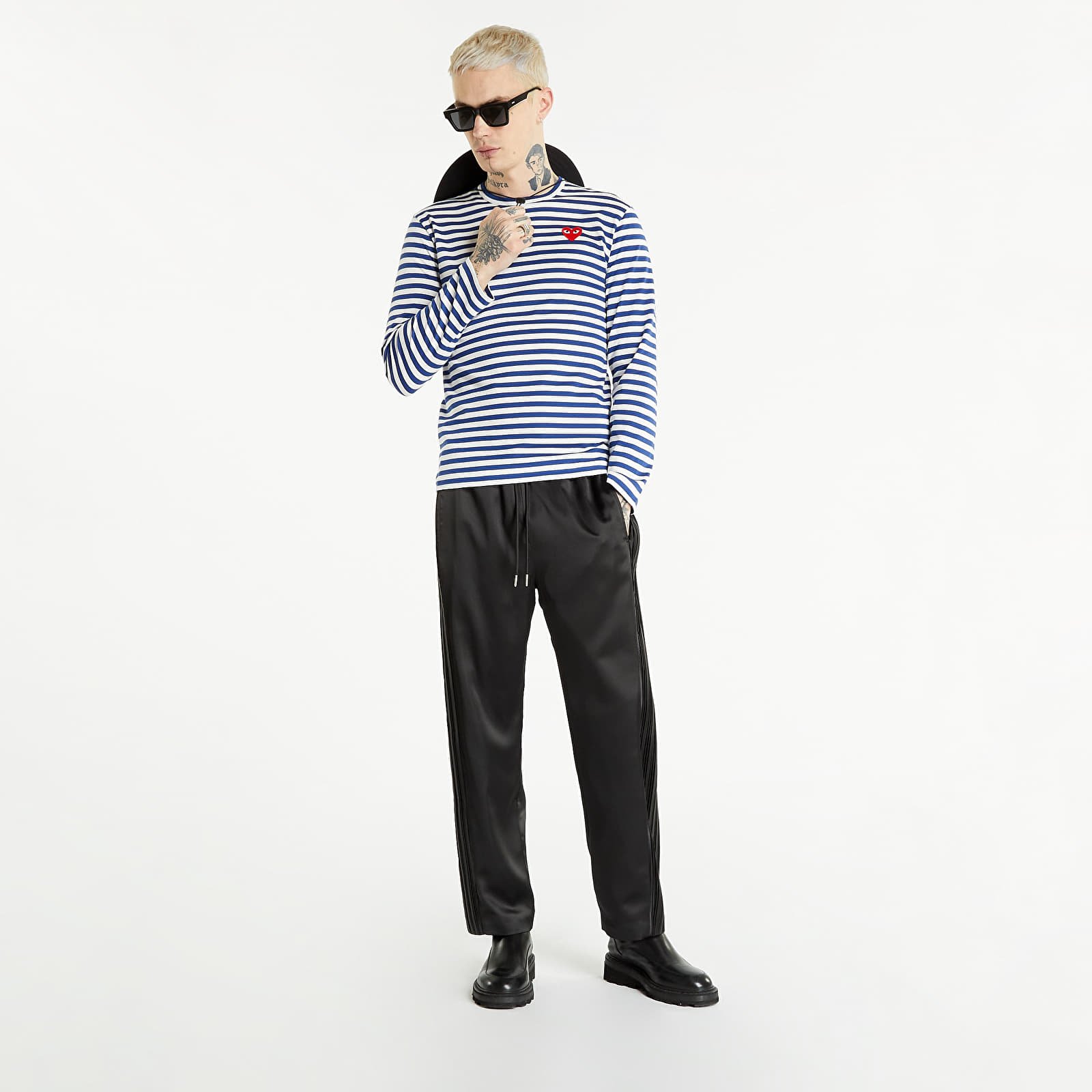 Magliette Comme des Garçons PLAY Long Sleeve Tee UNISEX Navy/ White