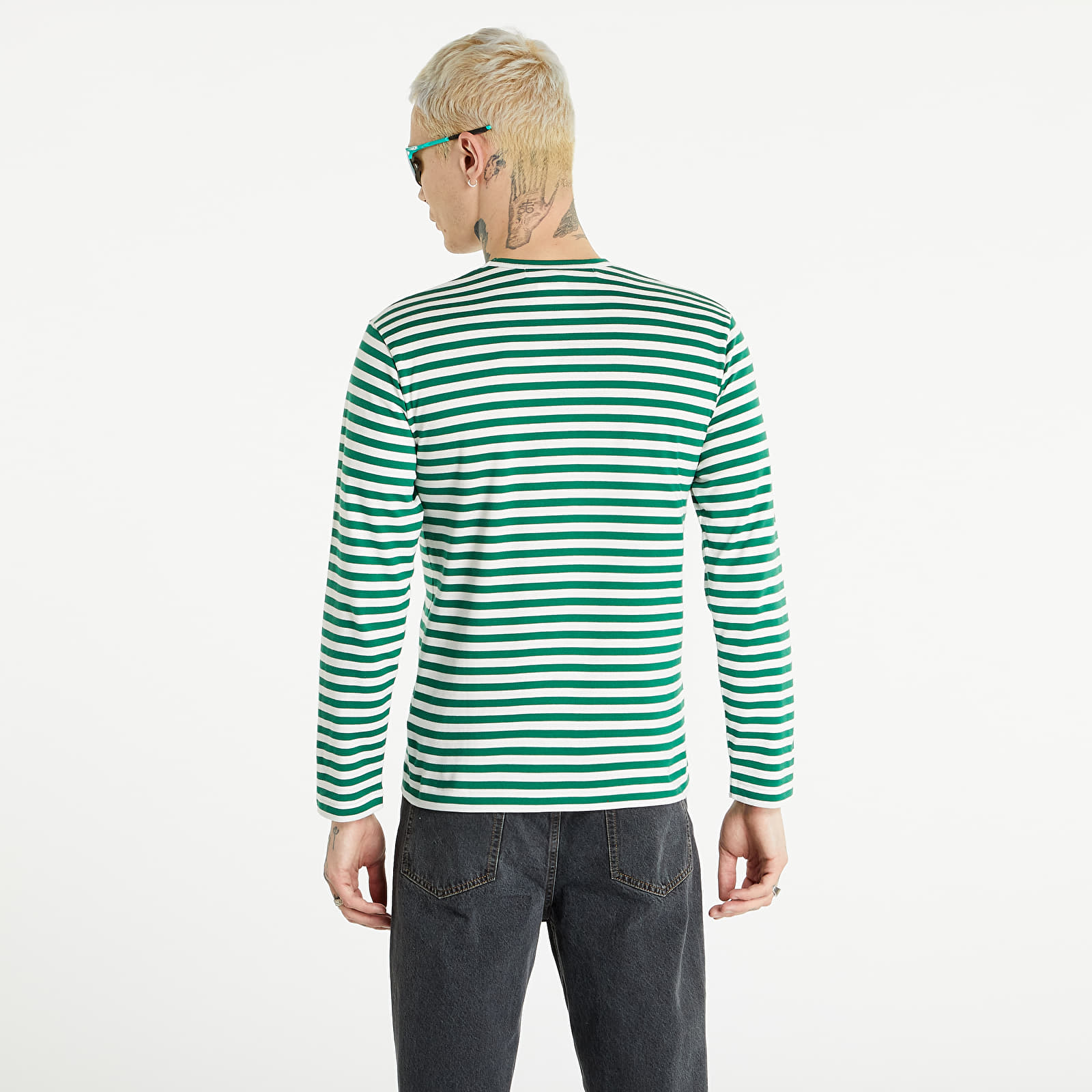 T-shirts Comme des Garçons PLAY Long Sleeve Tee Green/ White 