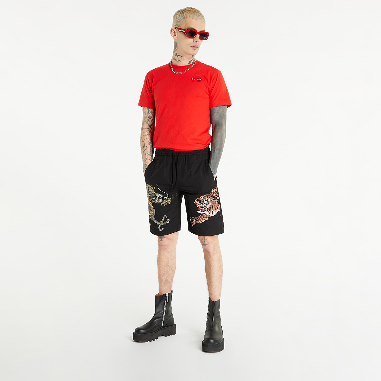 Tričká Comme des Garçons PLAY Double Heart Tee Red