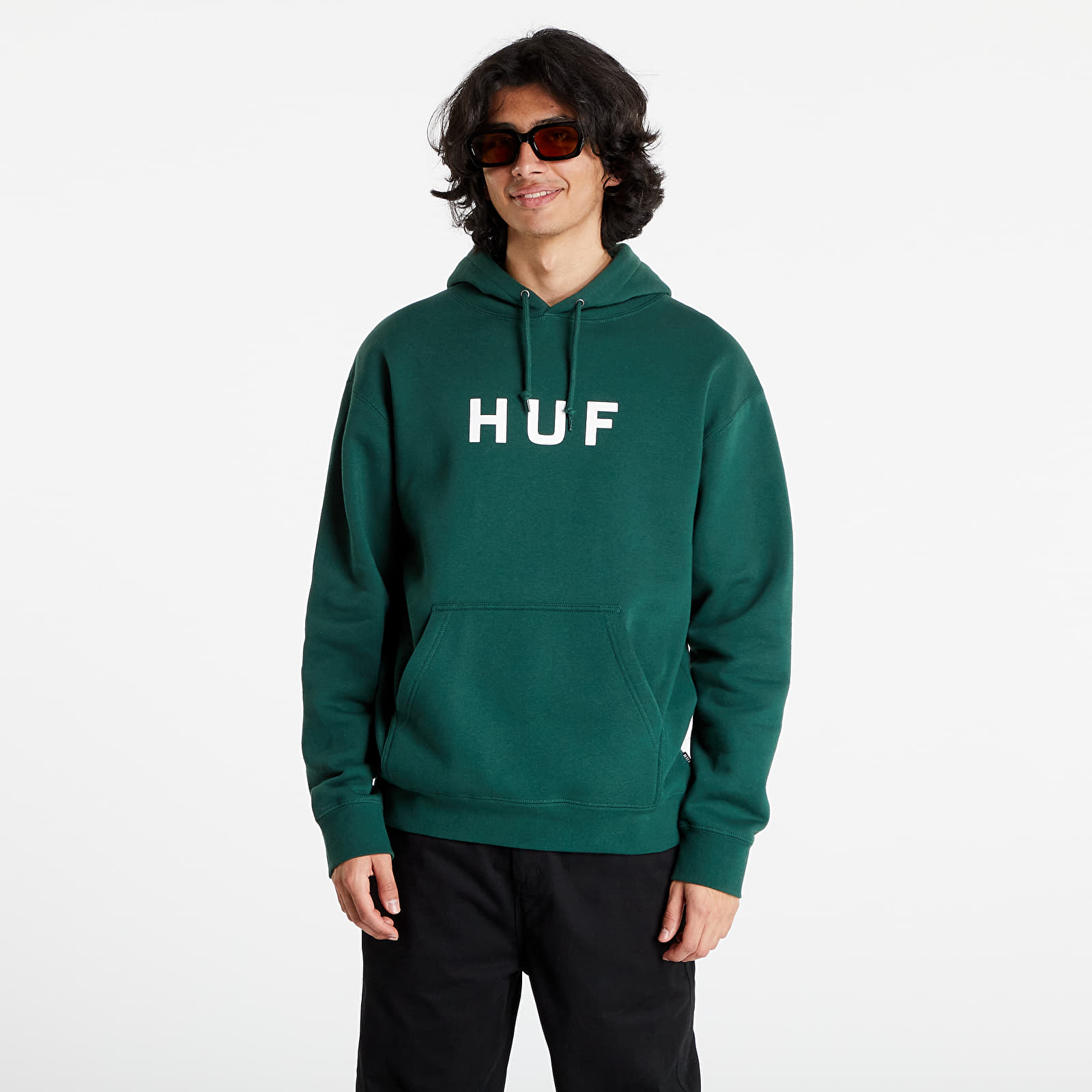Hoodies and sweatshirts HUF Essentials OG Logo Hoodie Forest Green