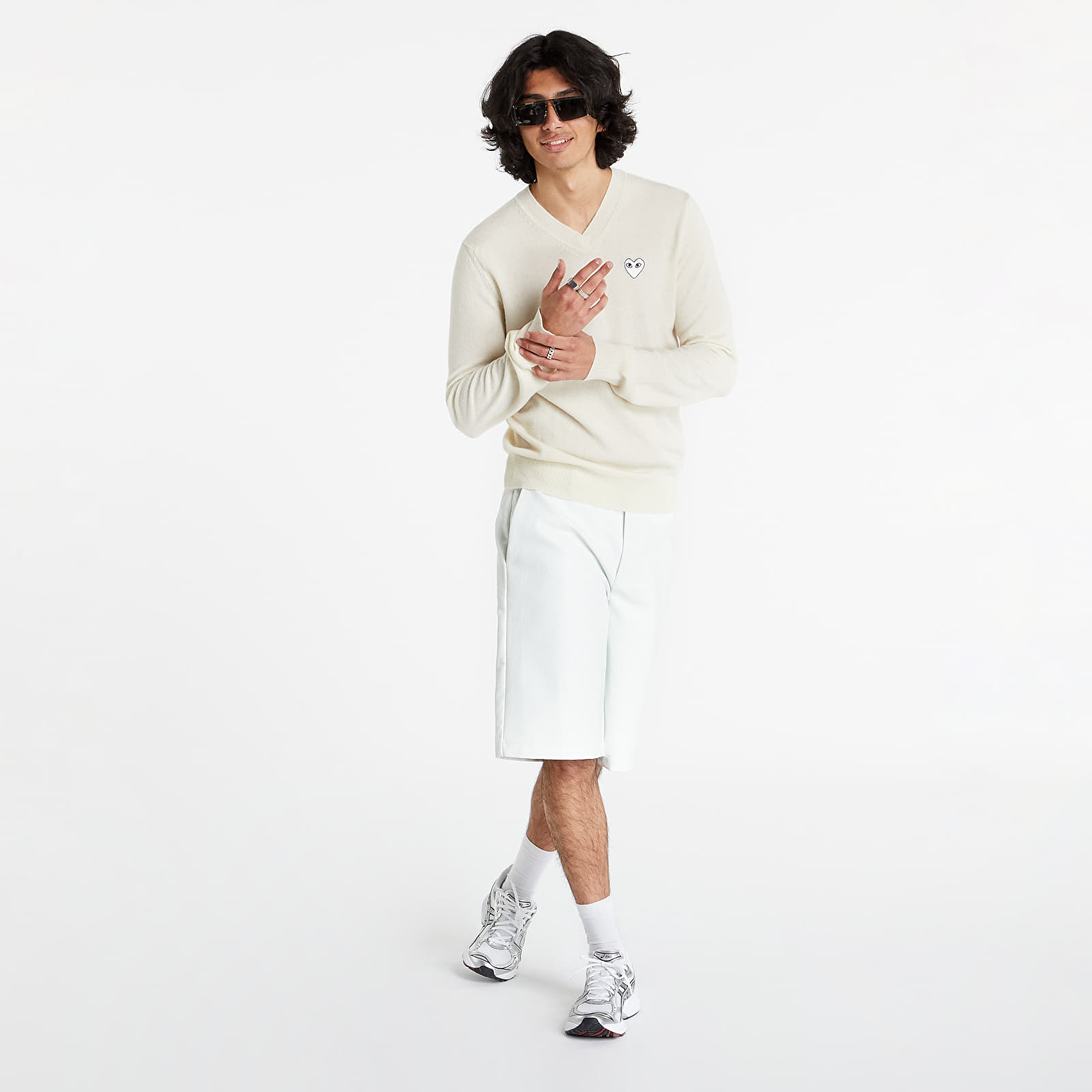 Sweaters Comme des Garçons PLAY White Heart Pullover Natural Color