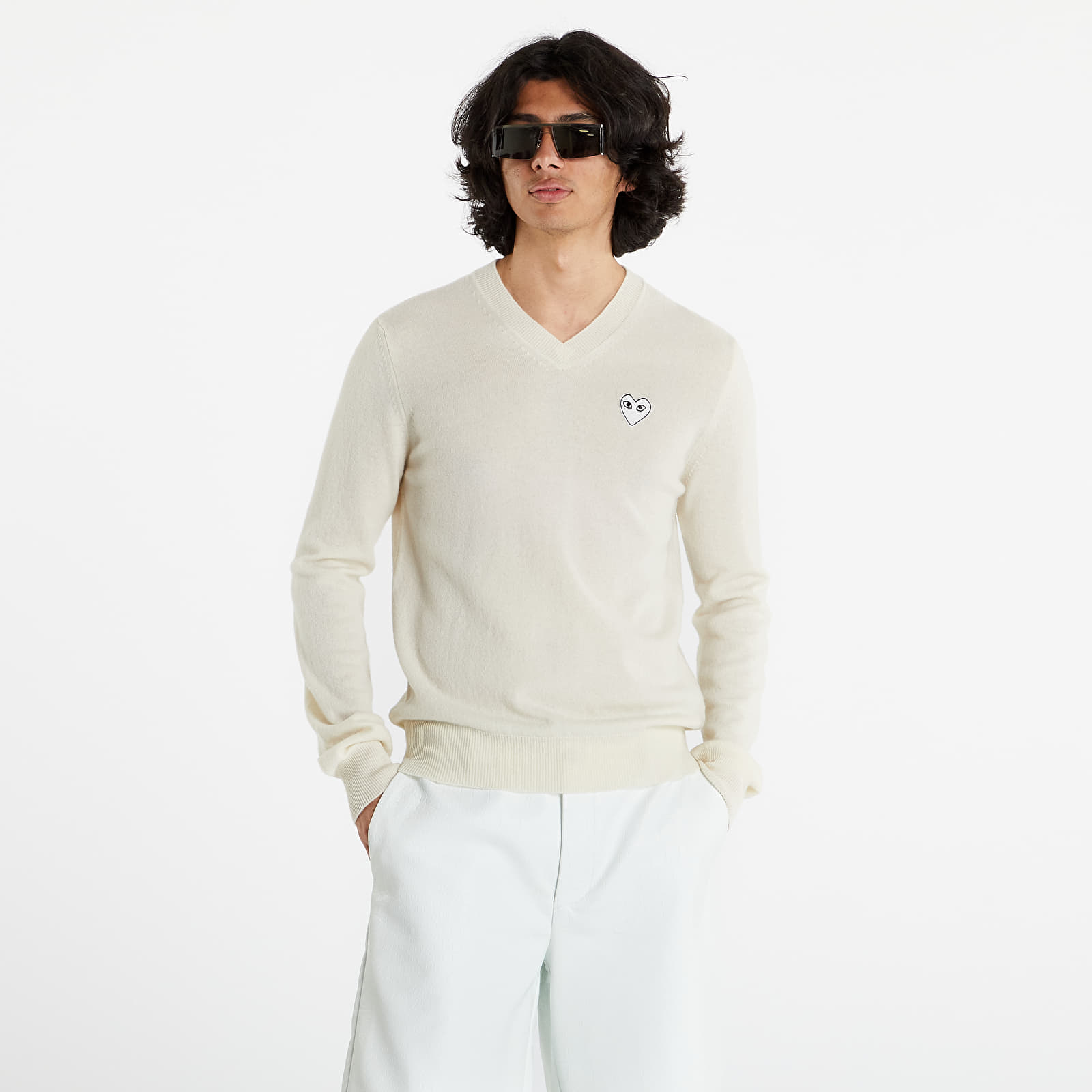 Verryttelypaidat Comme des Garçons PLAY White Heart Pullover Natural Color