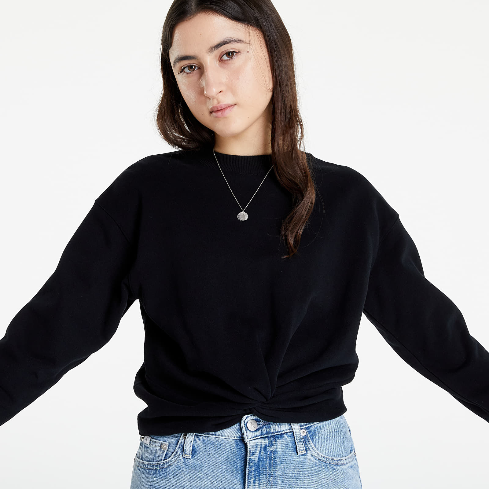Puloverji   Calvin Klein Jeans Twisted Hem Sweatshirt Ck Black