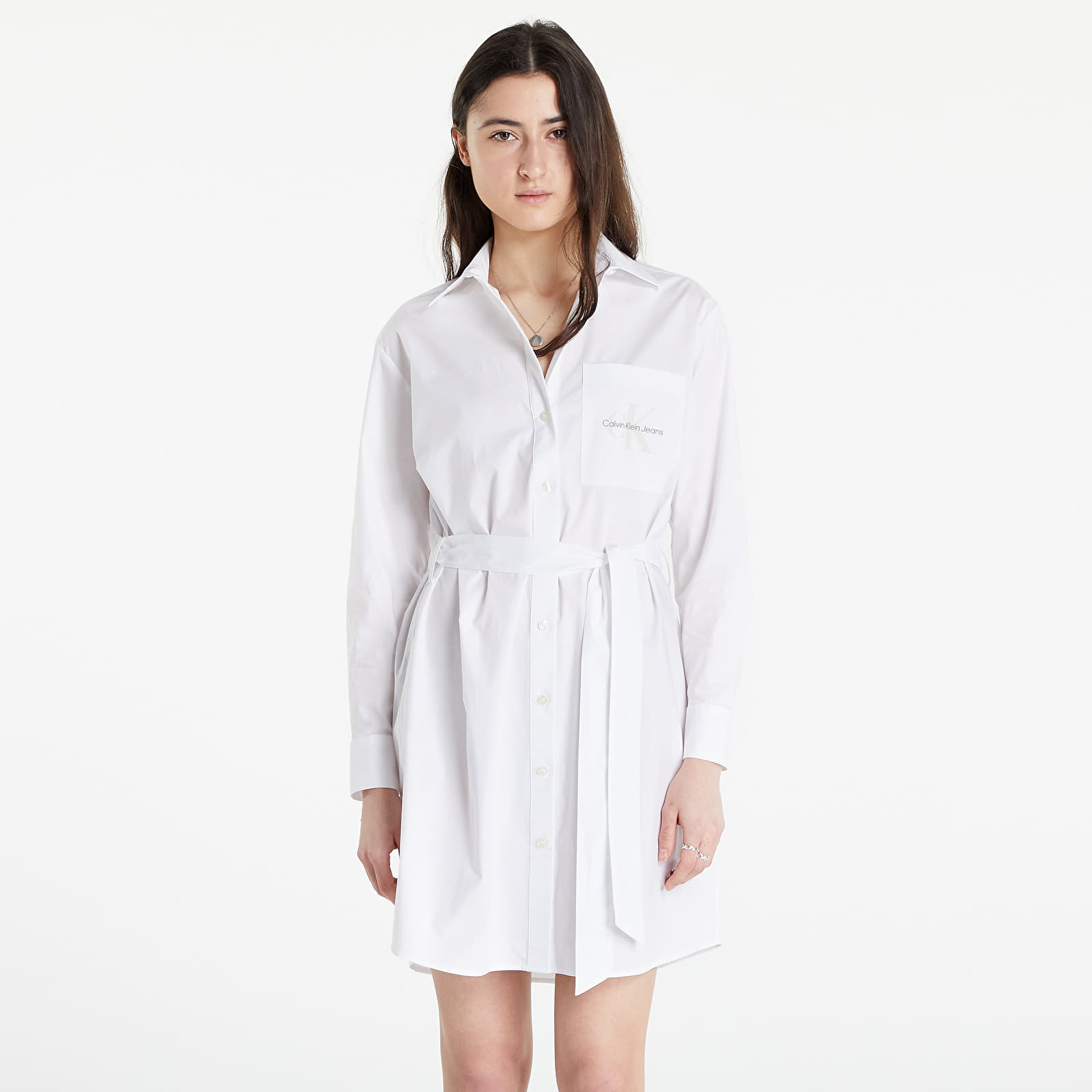 Robes Calvin Klein Jeans Belted Easy Shirt Dress Bright White