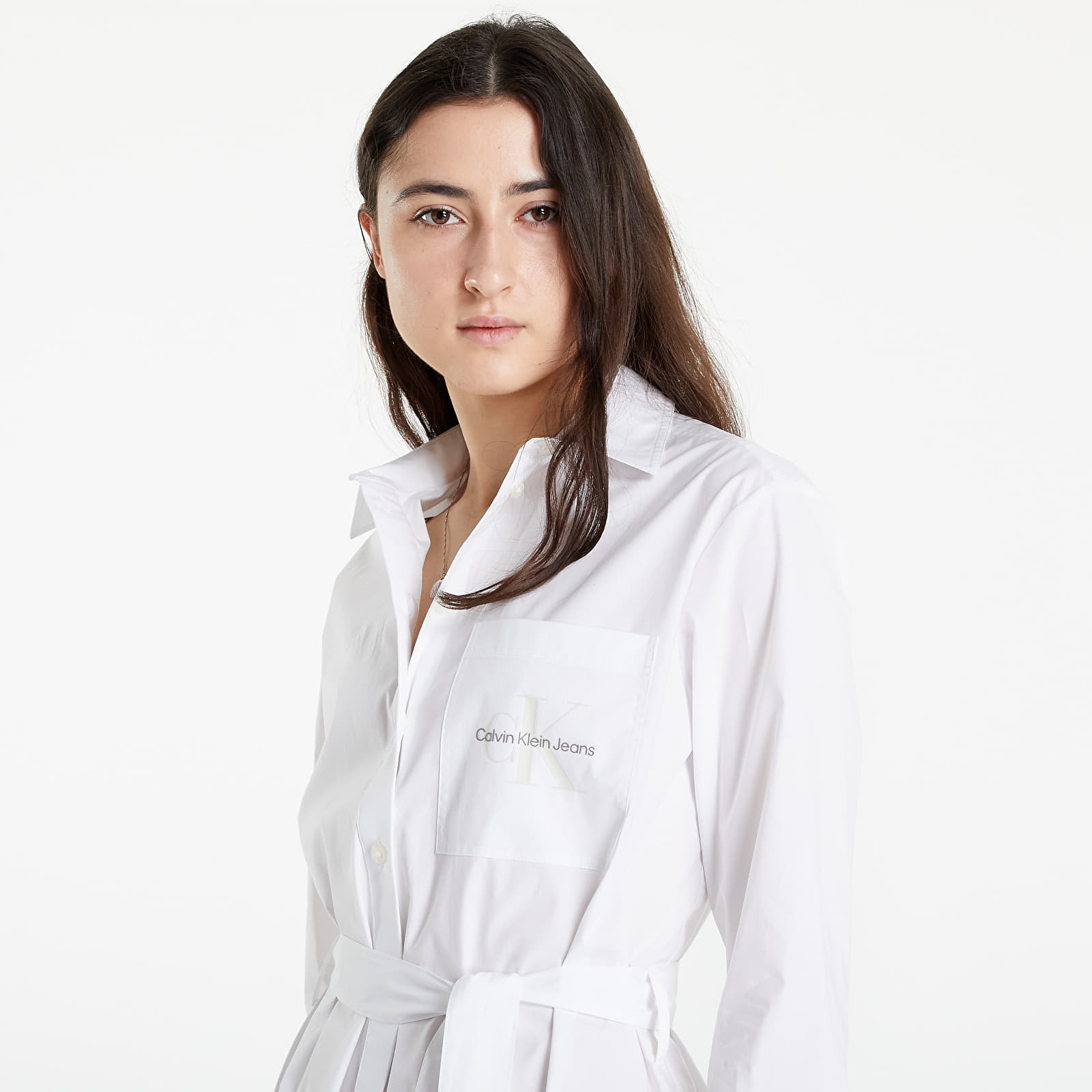 Robes Calvin Klein Jeans Belted Easy Shirt Dress Bright White