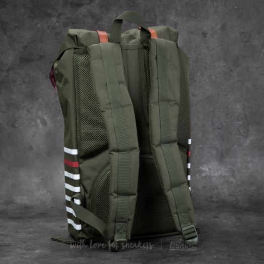 Accessories Herschel Supply Co. Little America Backpack Forest Night Offset Stripe Veggie Tan Leather Footshop