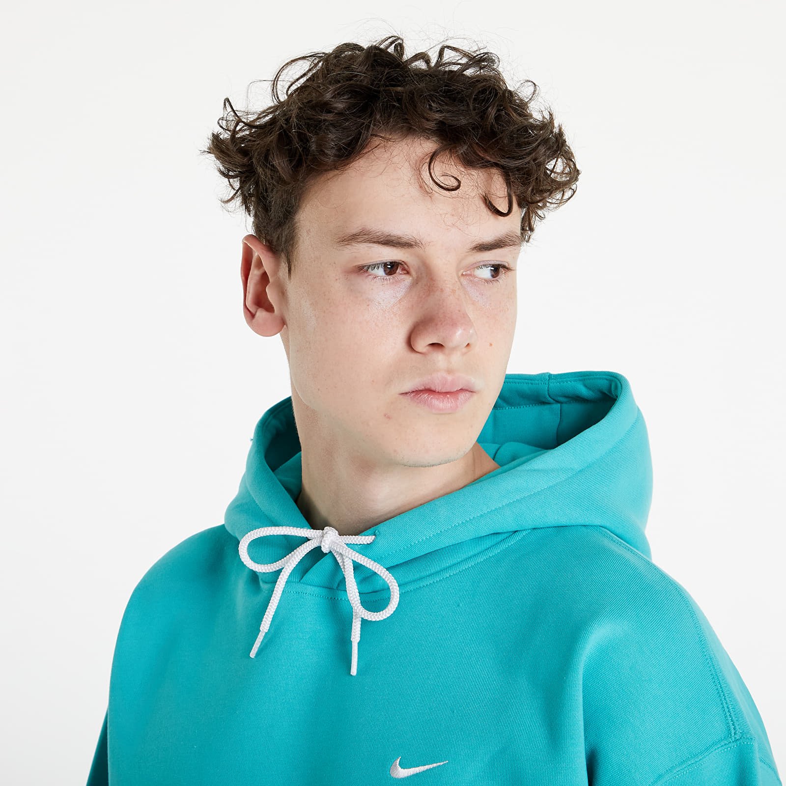 Hoodies and sweatshirts  NikeLab Solo Swoosh Men's Fleece Hoodie Washed Teal/ White