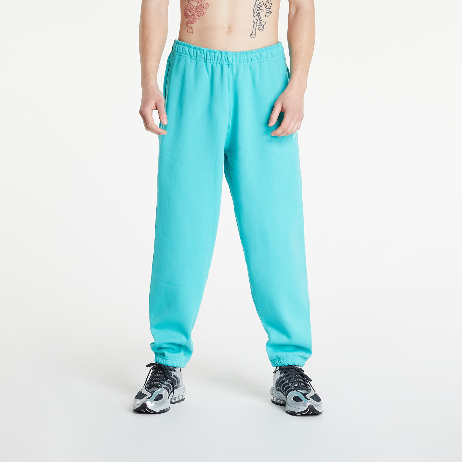 Pants and jeans NikeLab Solo Swoosh Men's Fleece Pants Washed Teal/ White