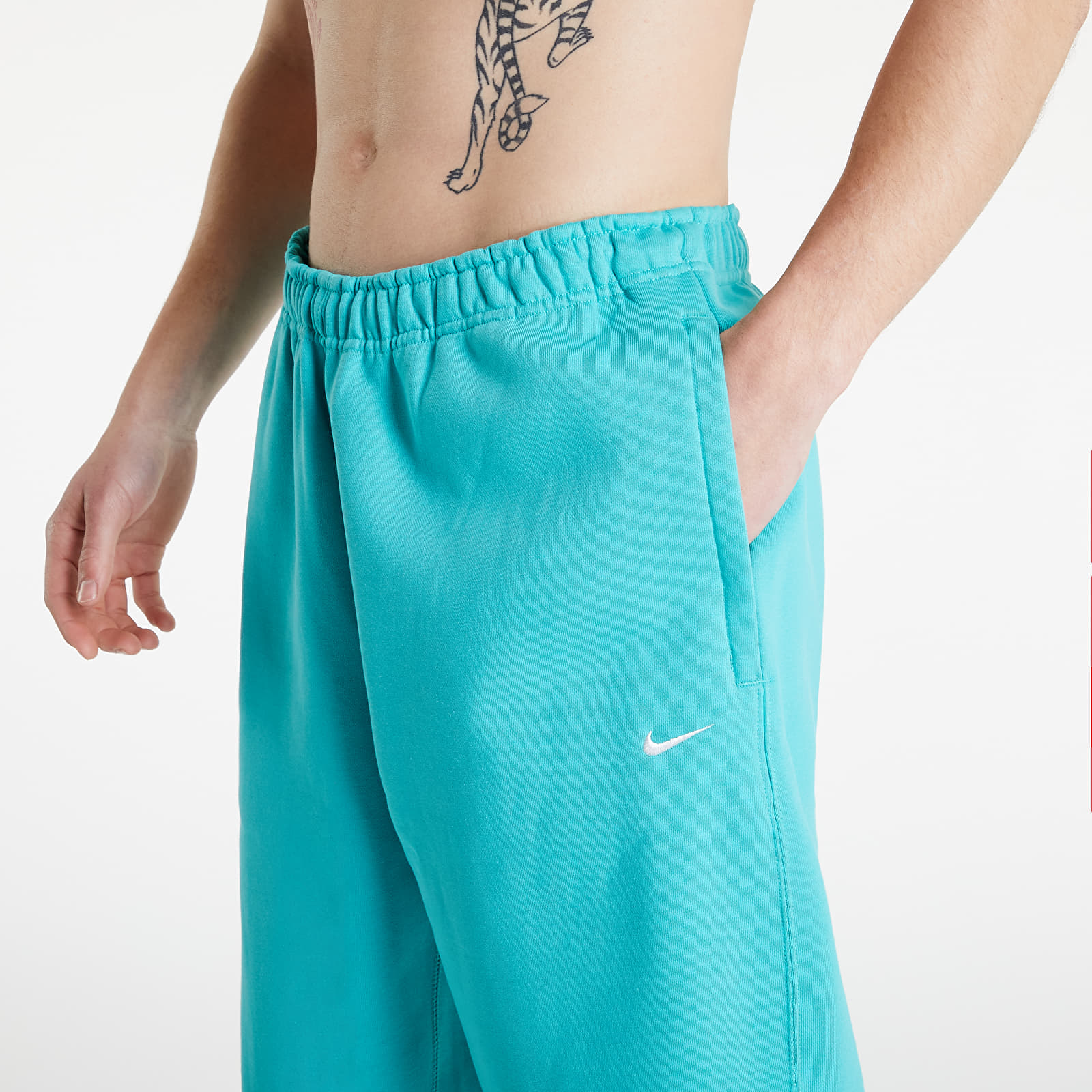 Pants and jeans NikeLab Solo Swoosh Men's Fleece Pants Washed Teal/ White