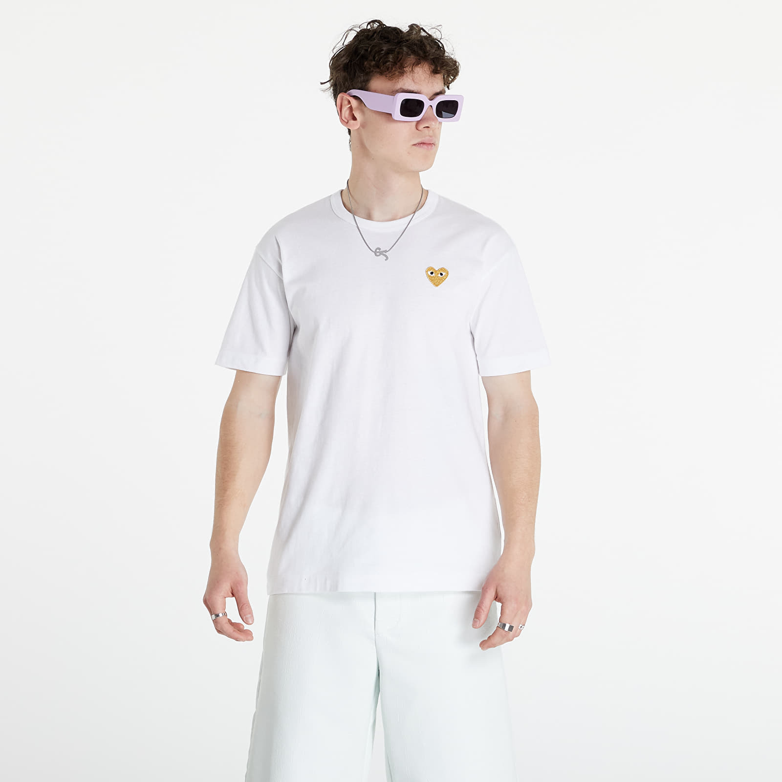 Tricou Comme des Garçons PLAY Gold Emblem Tee White - 1 | YEO