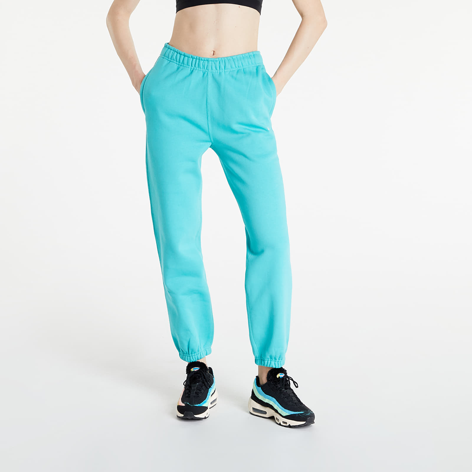 NikeLab Solo Swoosh Women\'s Fleece Pants Washed Teal/ White