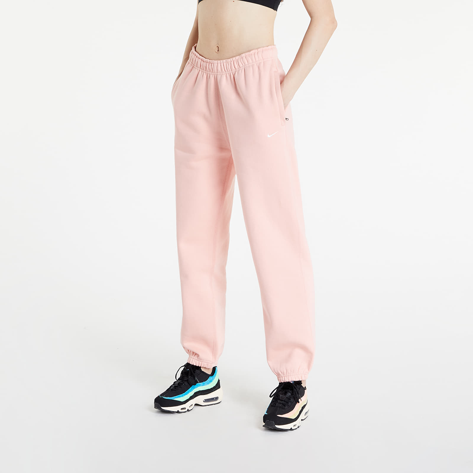 Pants and jeans NikeLab Solo Swoosh Women's Fleece Pants Bleached Coral/ White