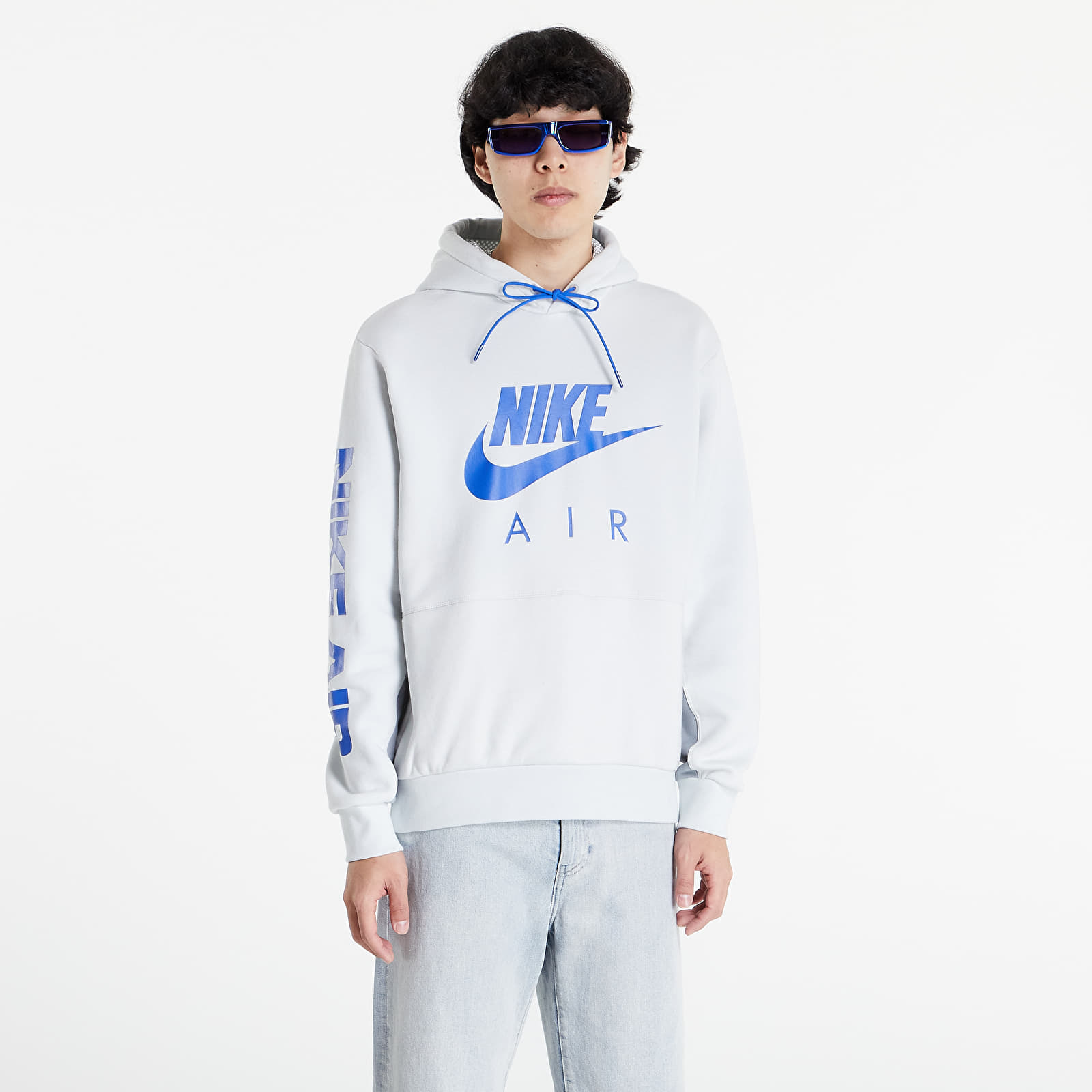 Nike Air Brushed Back Pullover Hoodie Photon Dust/ Particle Grey/ Hyper Royal