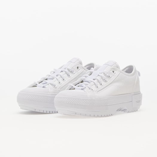 Adidas nizza trainers white mono top