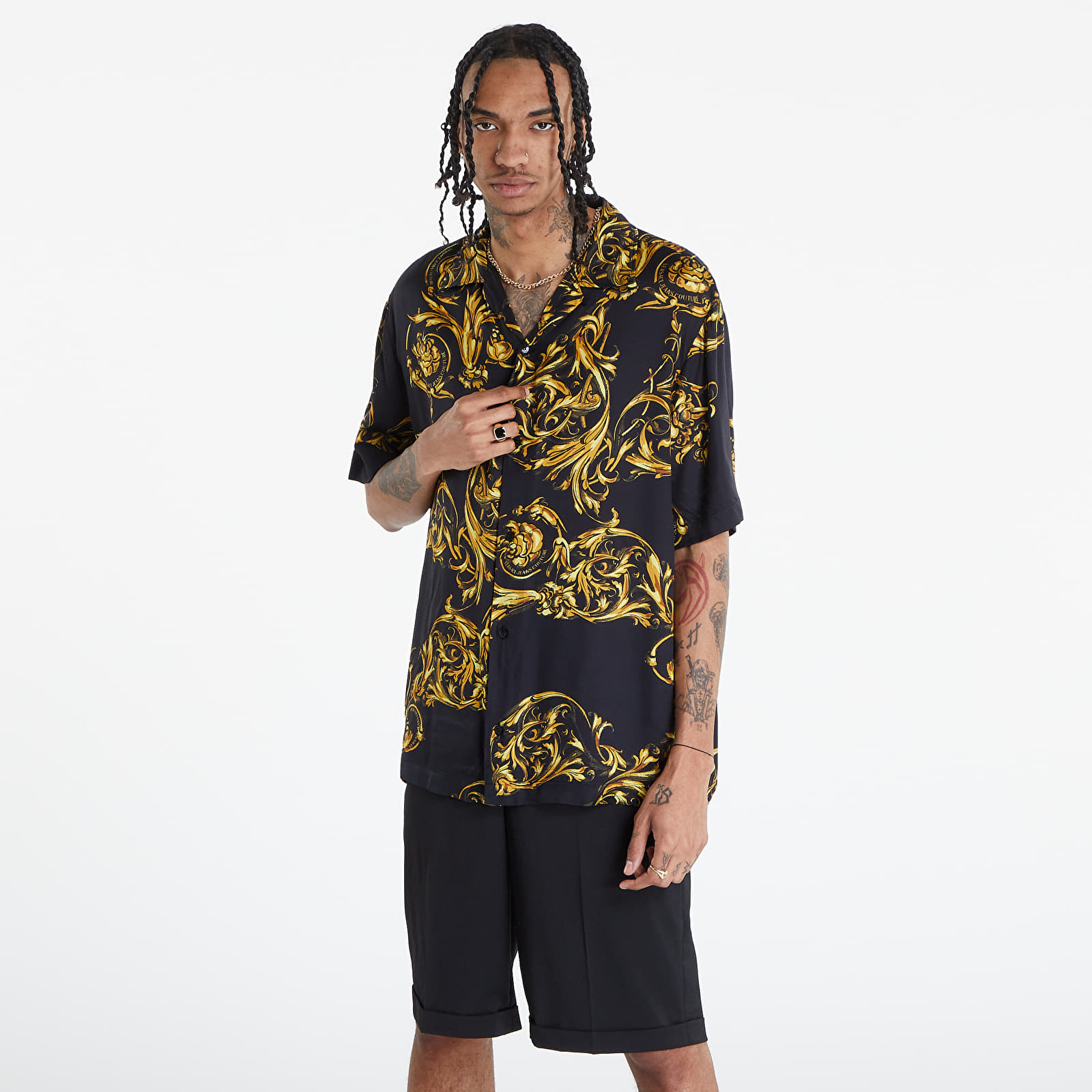 Shirts Versace Jeans Couture Twill Vi Print Garland Shirt Black/ Gold