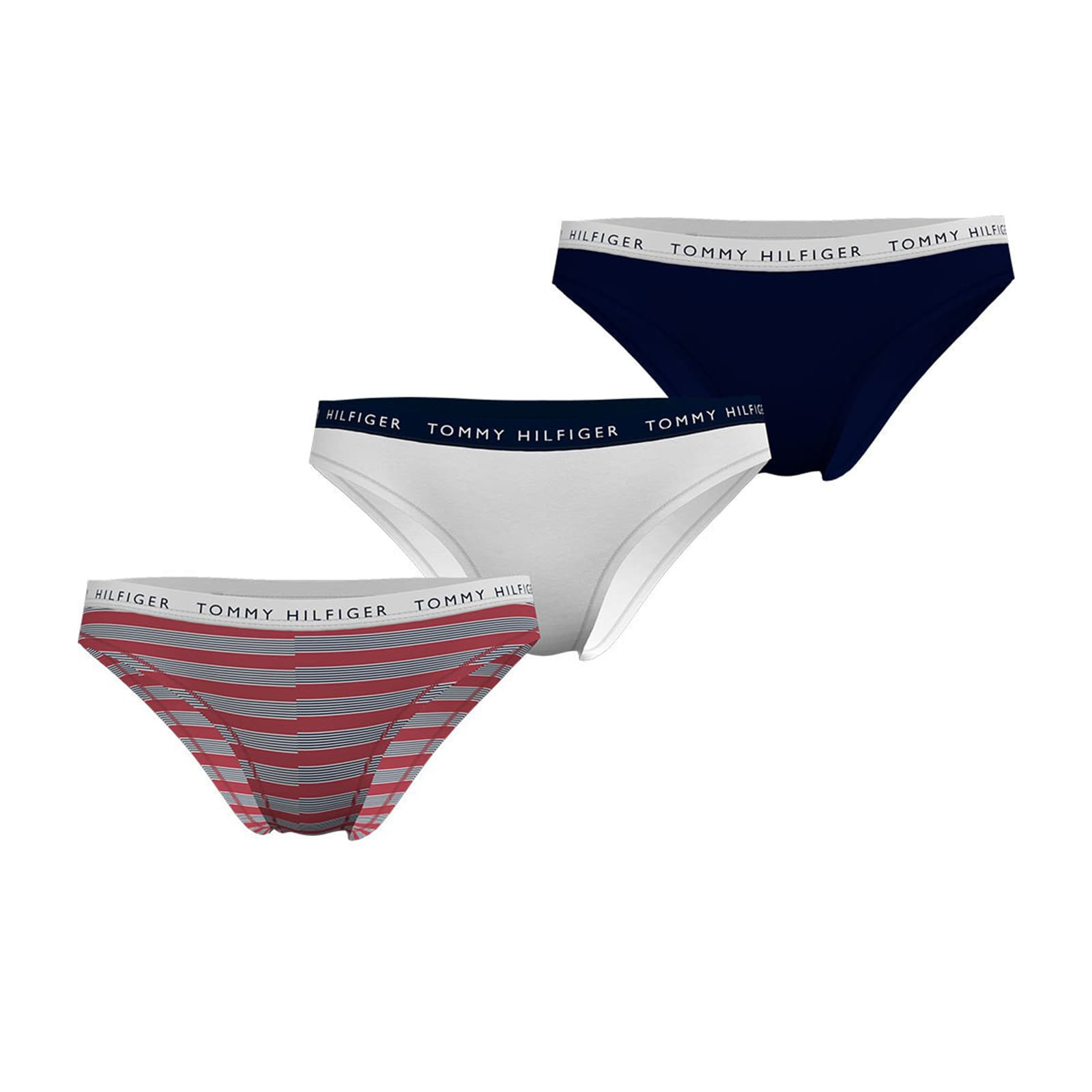 Nohavičky Tommy Hilfiger Essentials Bikini 3 Pack Vary Stripe/ White/ Desert Sky