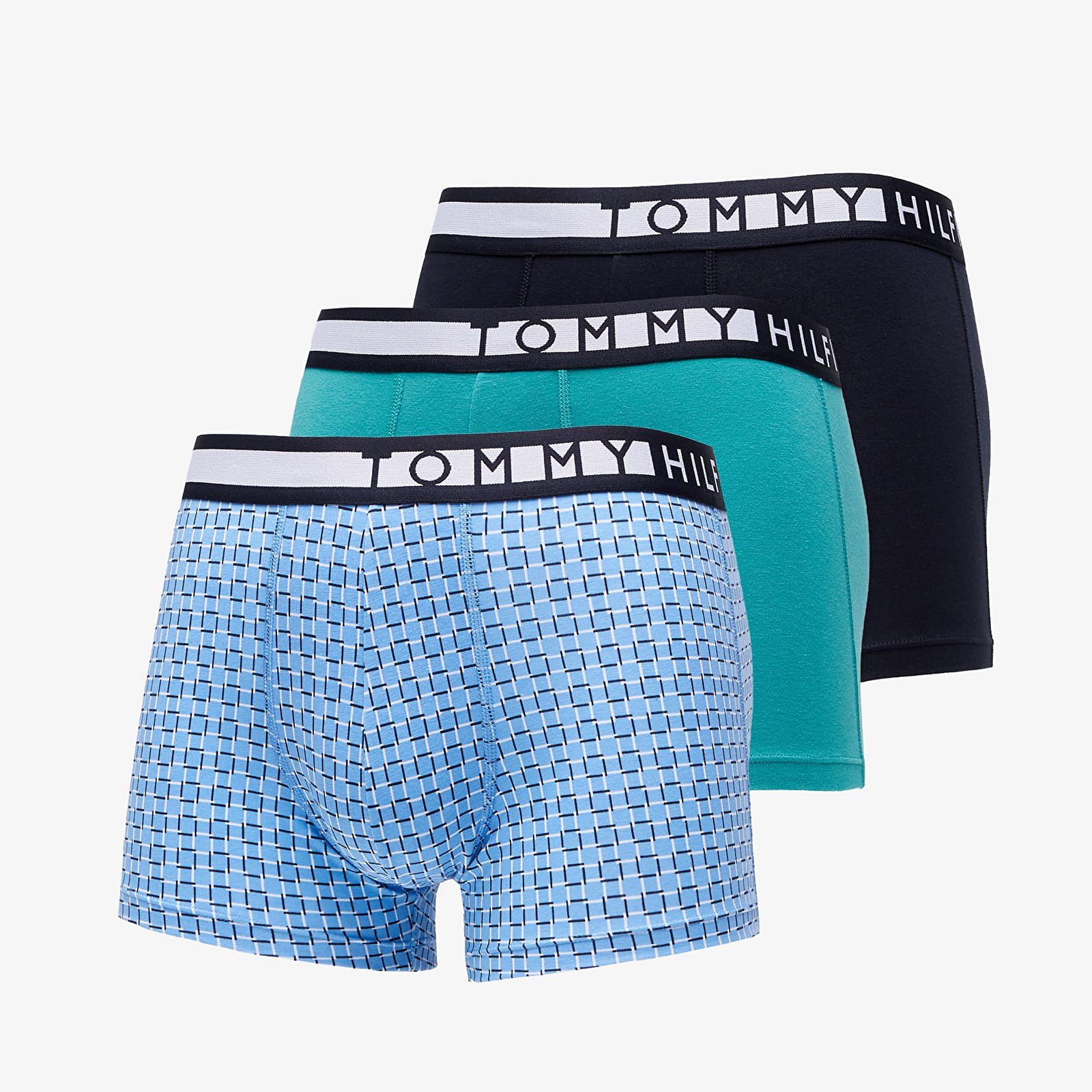 Boxer shorts Tommy Hilfiger Logo 3 Pack Trunks Print Saltwater Green/ Des Sky/ Squared Up