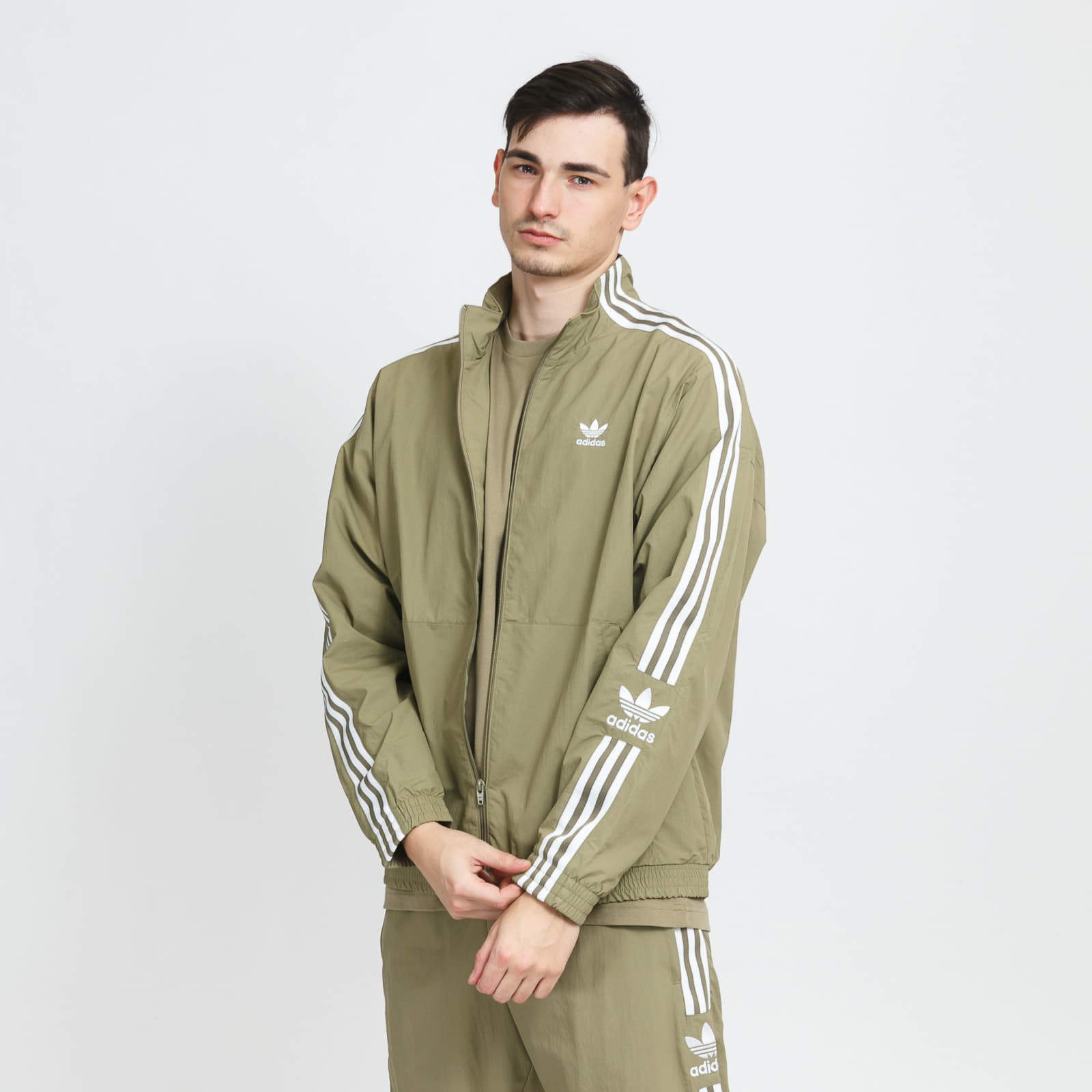 Adidas track jacket olive green cheap
