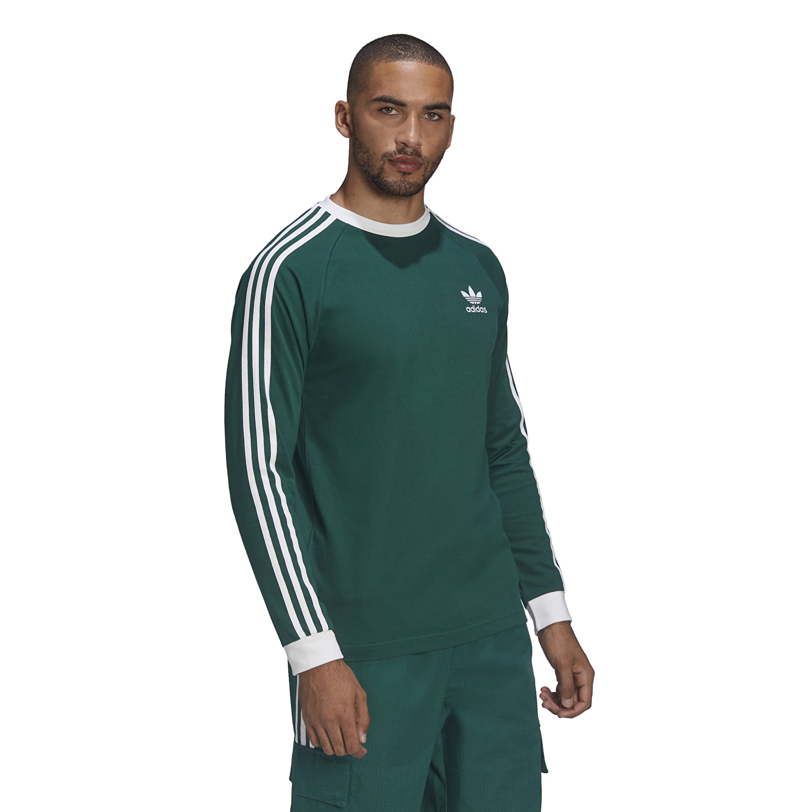 T-Shirts adidas Originals 3 - Stripes LS Tee Green