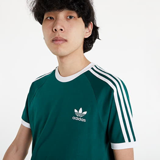 Adidas originals retro 3 stripes hotsell t-shirt emerald green
