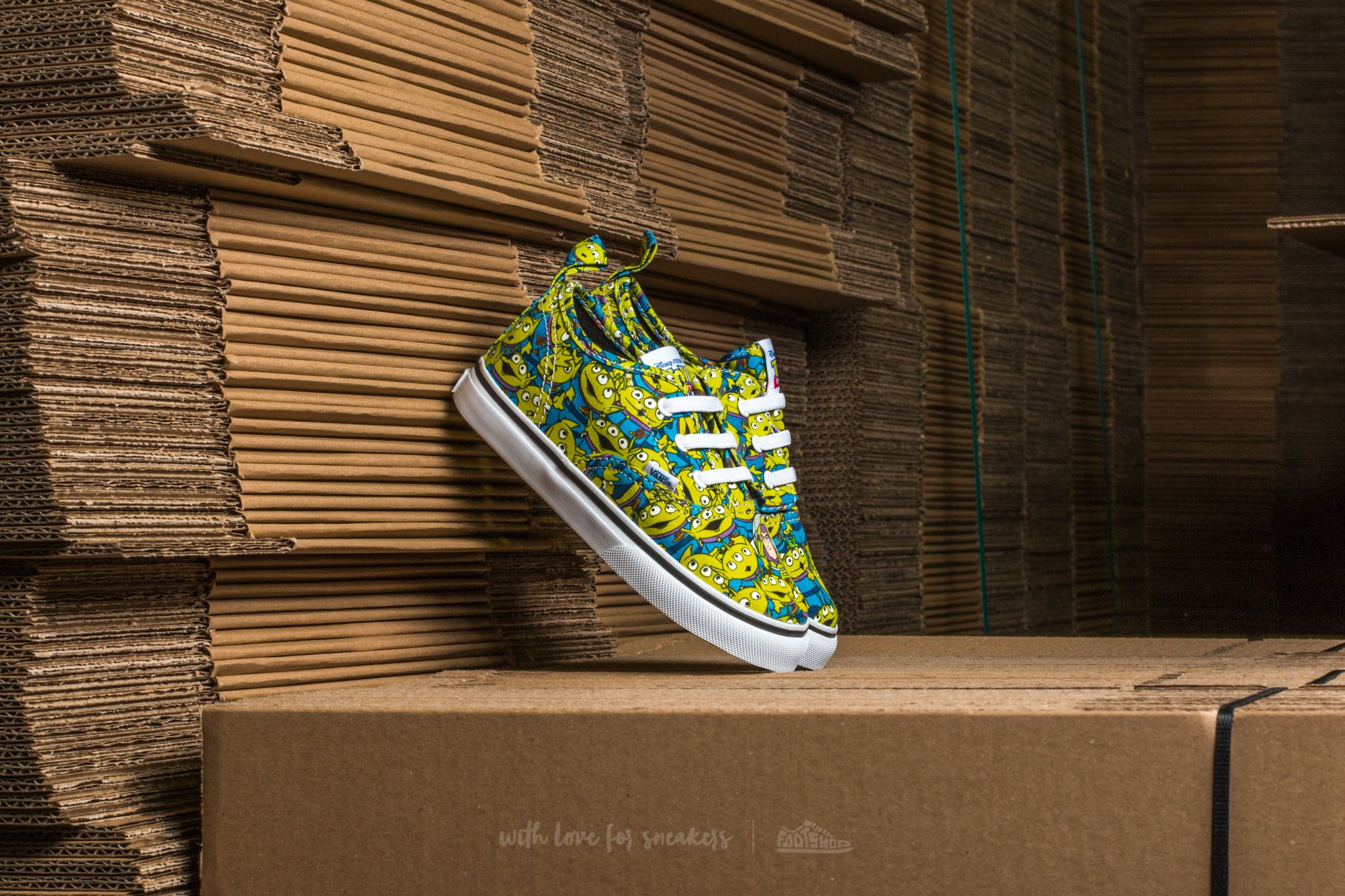 Kids sneakers and shoes Vans Authentic V Lace Toy Story Aliens True White Footshop