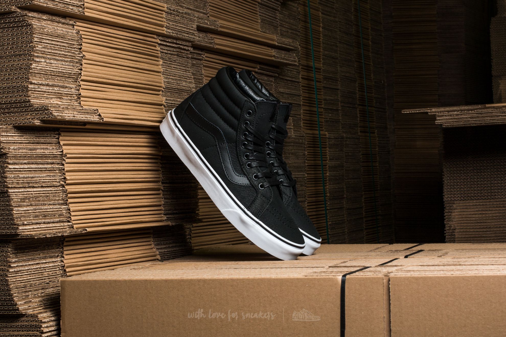 Vans sk8 hi premium leather black top
