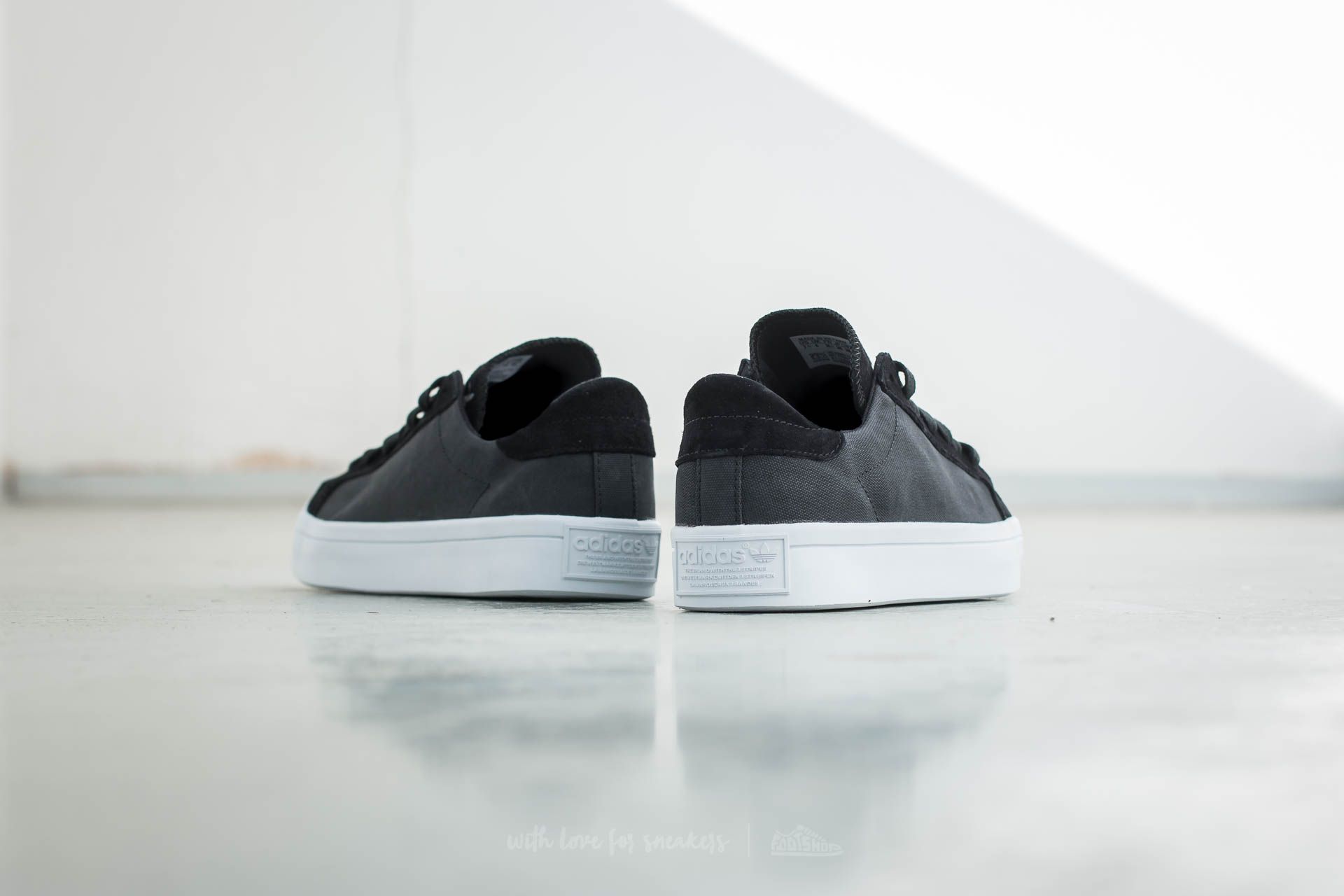 Adidas court vantage black suede discount