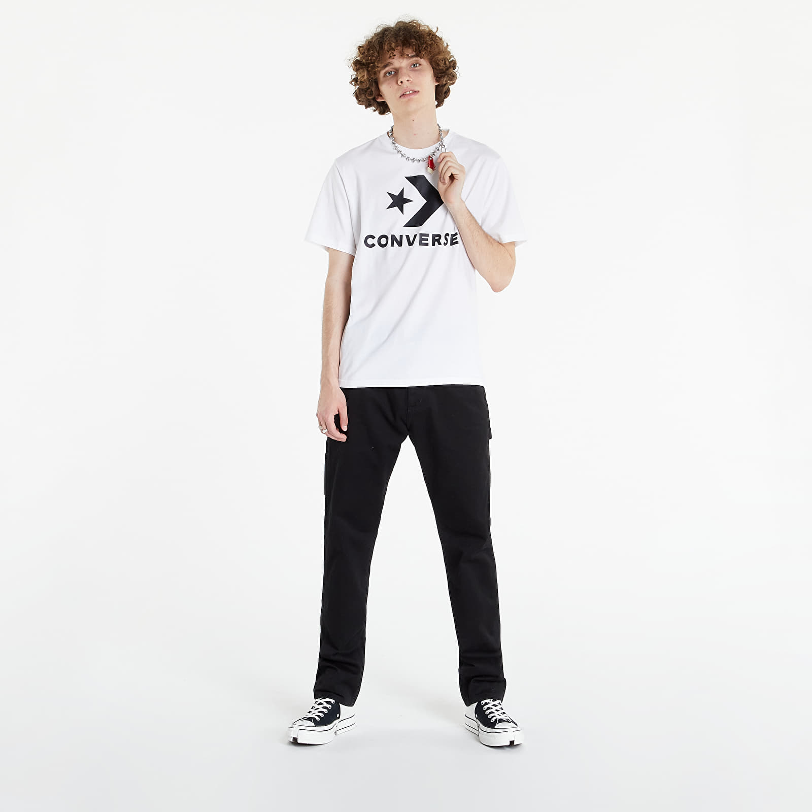 Converse white t shirt mens online