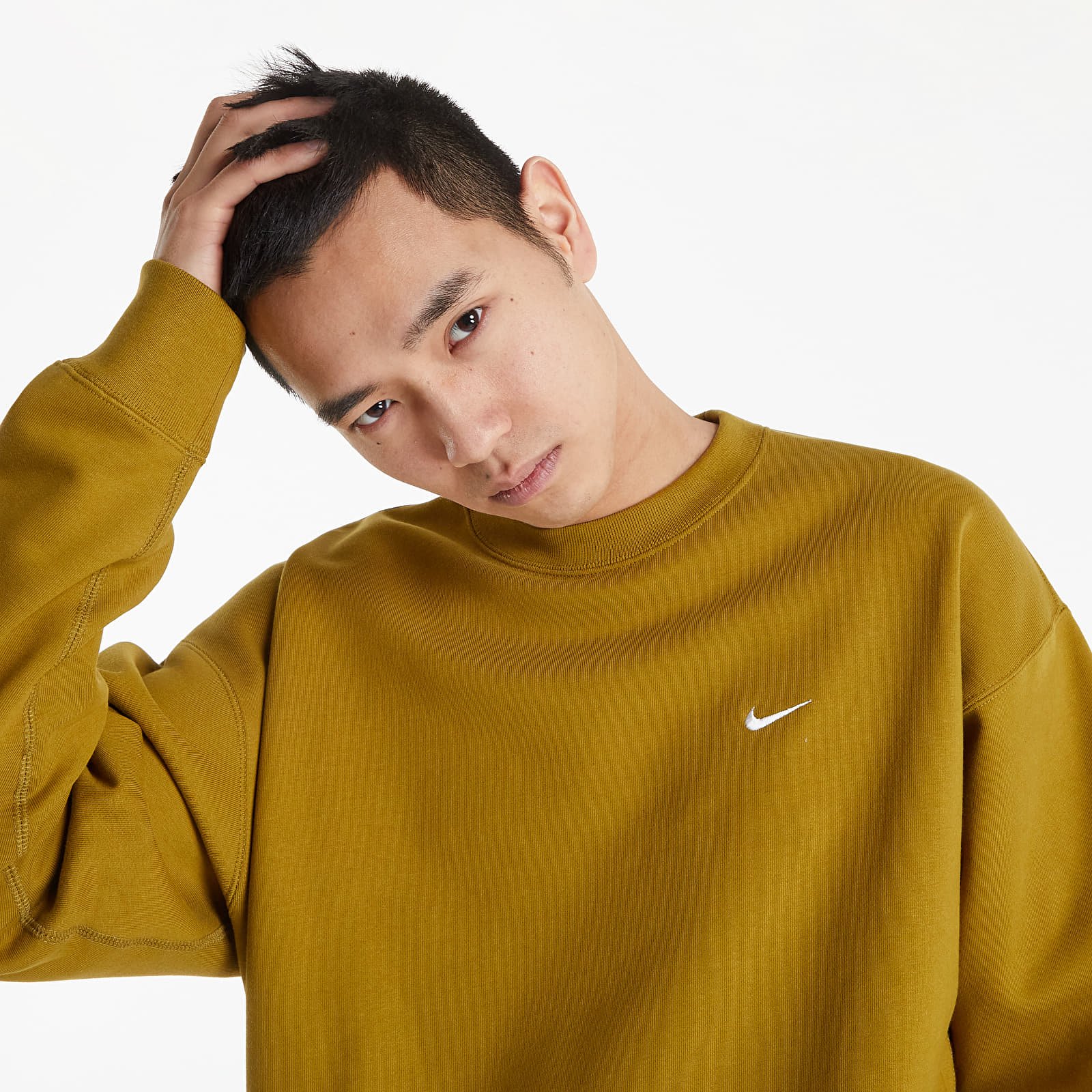 Dukserice Nike Sportswear Solo Swoosh Hw Bb Crew Desert Moss/White