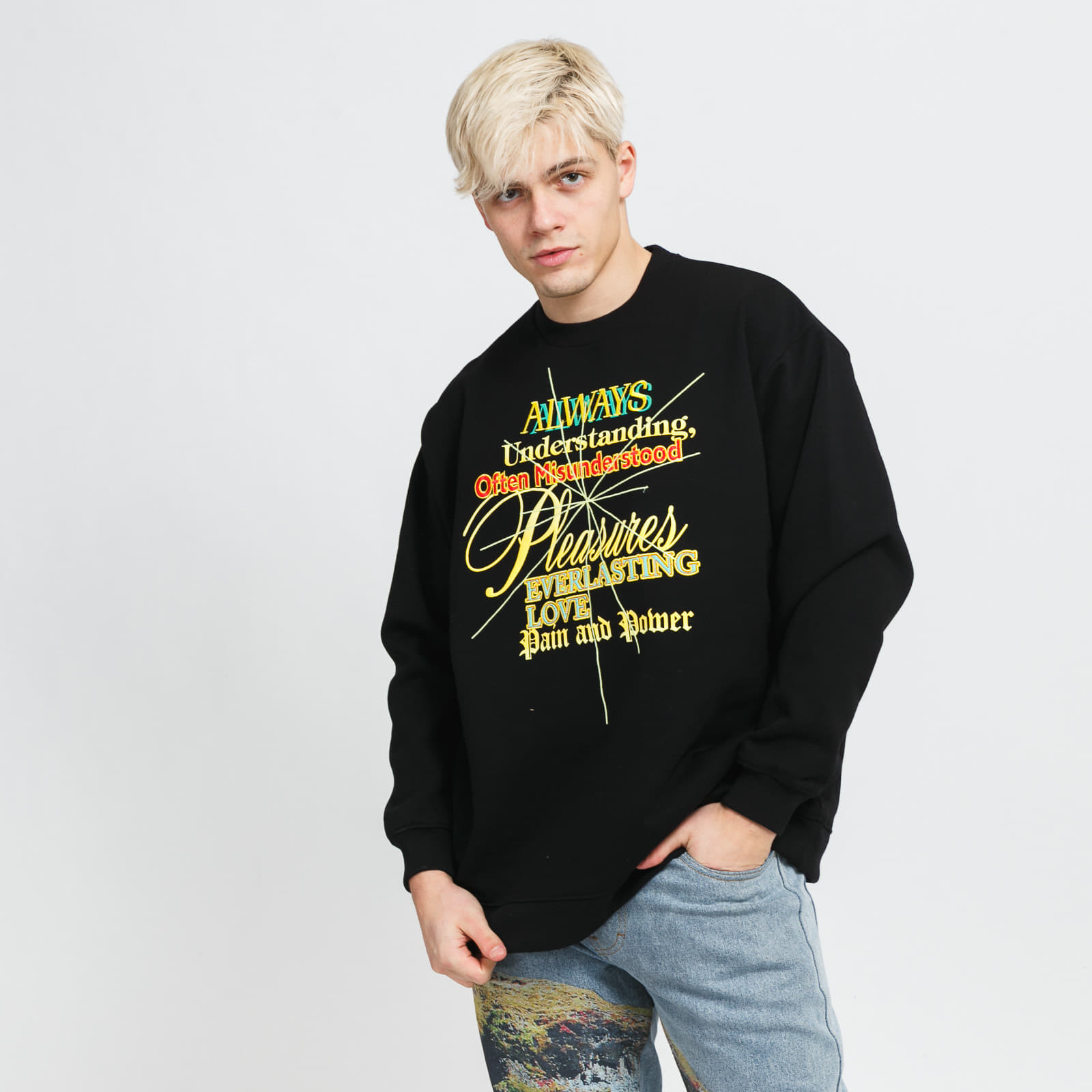 Hanorace PLEASURES Faith Crewneck Sweatshirt Black
