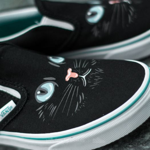 Kids sneakers and shoes Vans K Classic Slip On Cat Black True White Footshop