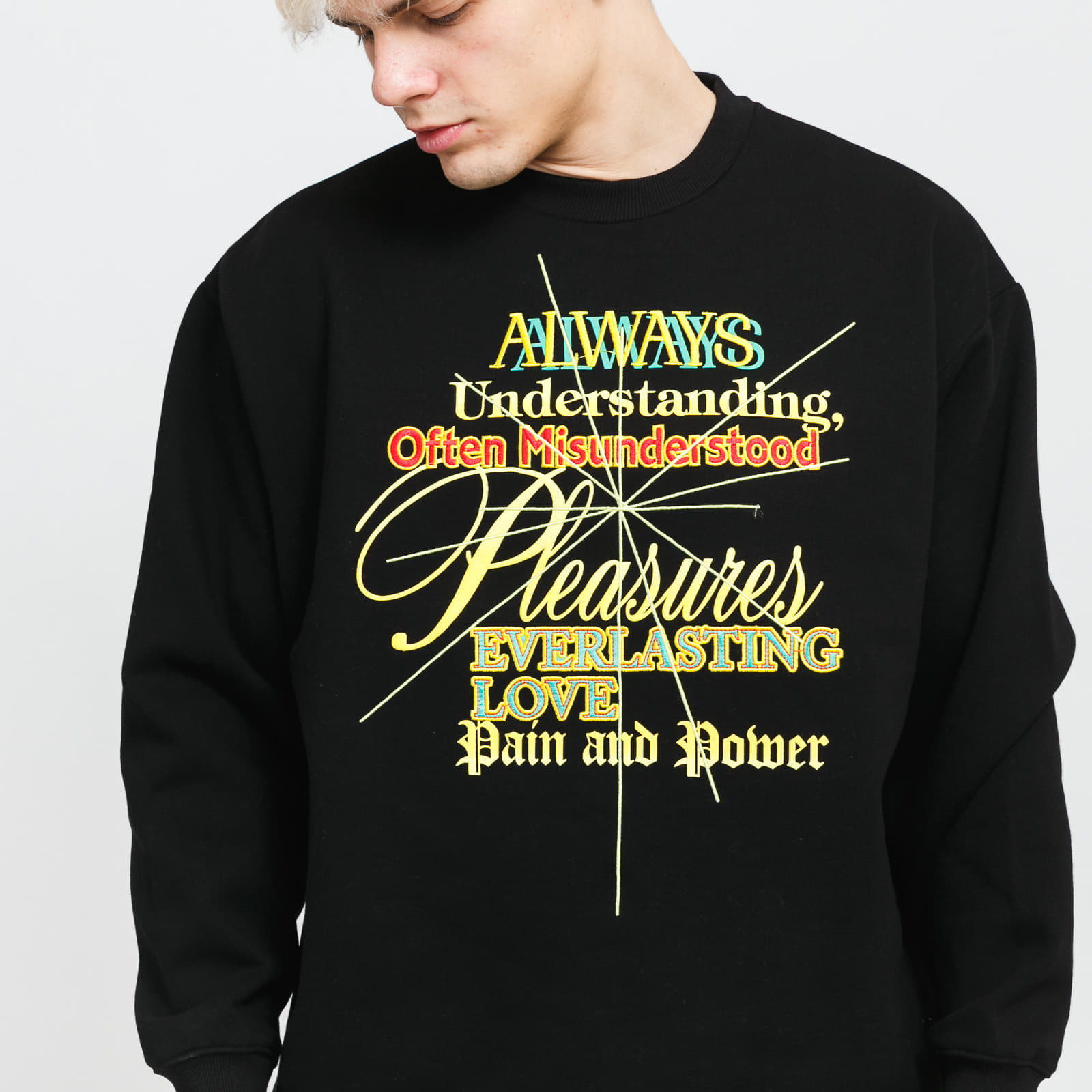 Hanorace PLEASURES Faith Crewneck Sweatshirt Black