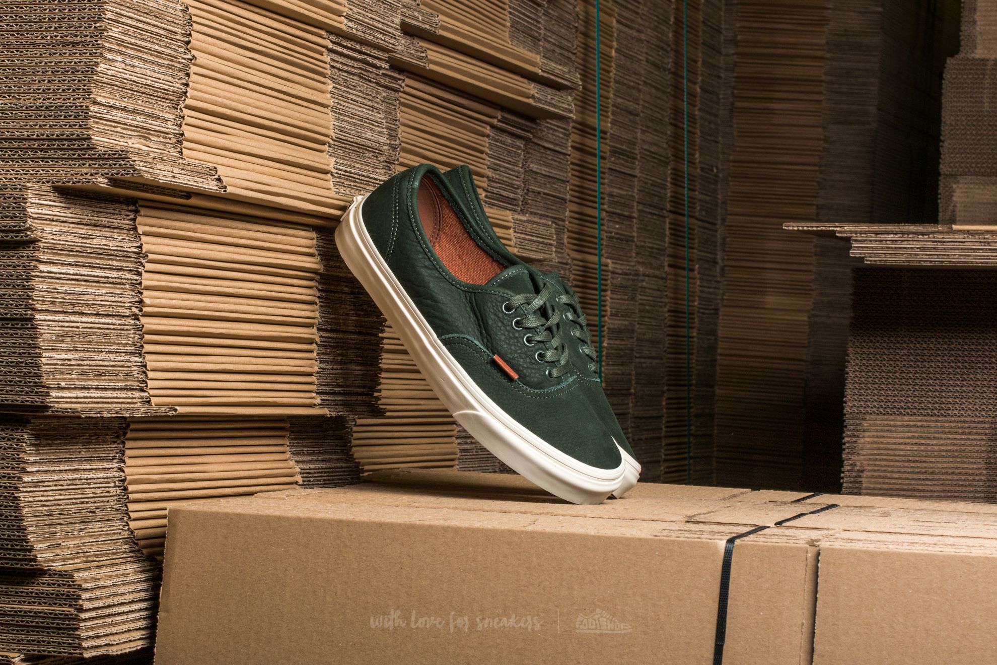 Green sale leather vans