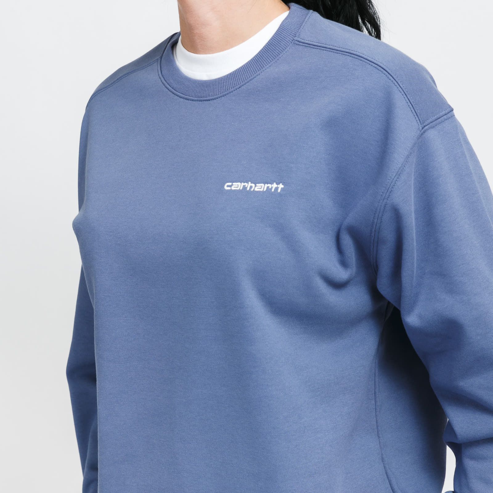 Puloverji Carhartt WIP W' Script Embroidery Sweat Icesheet/ White