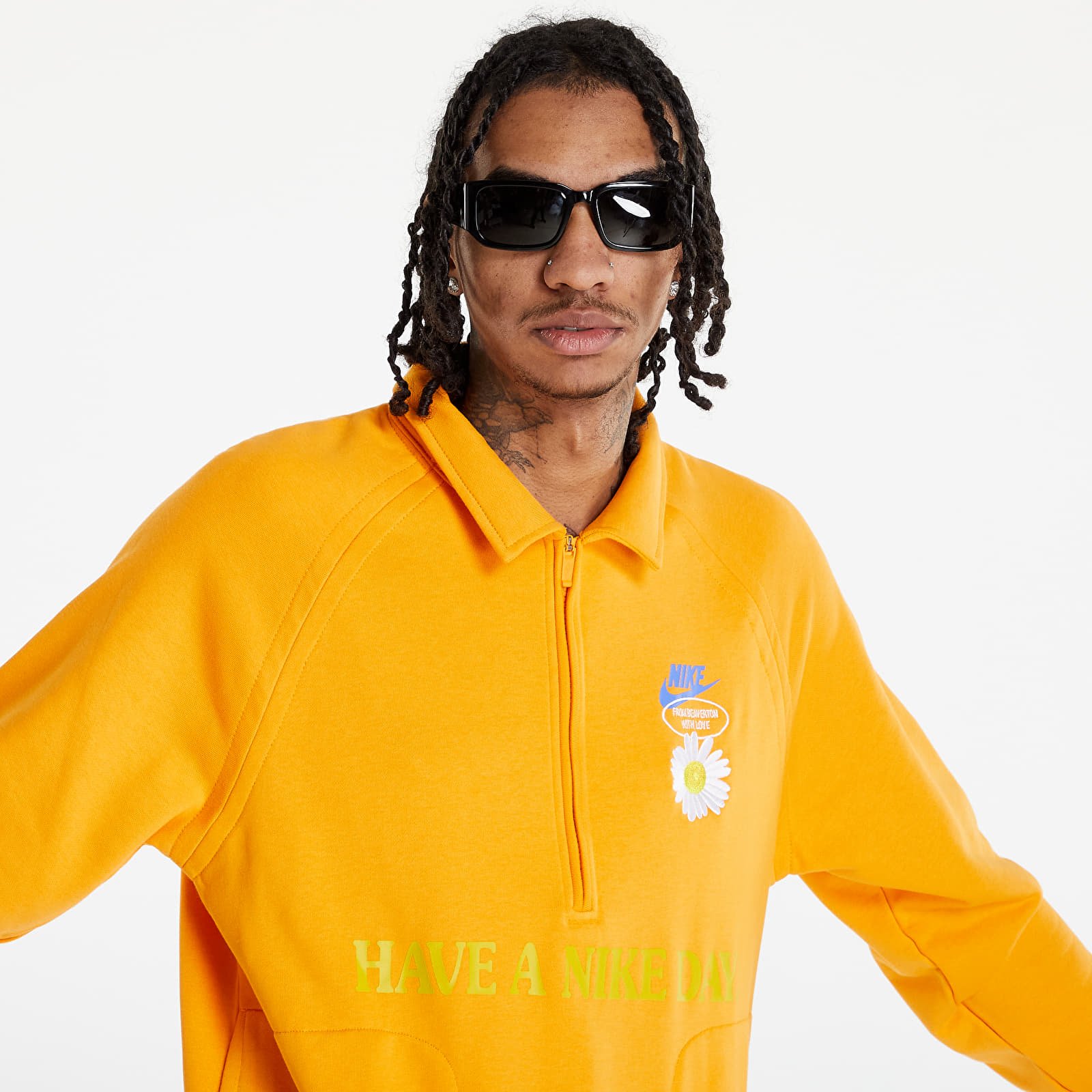 Mikiny Nike Sportswear Hbr-S Long Sleeve Midlayer Top Kumquat/ Medium Blue