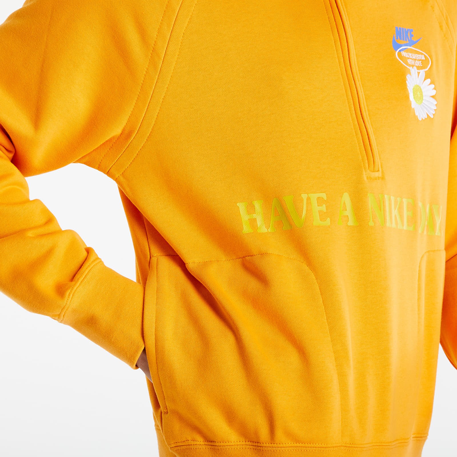 Mikiny Nike Sportswear Hbr-S Long Sleeve Midlayer Top Kumquat/ Medium Blue