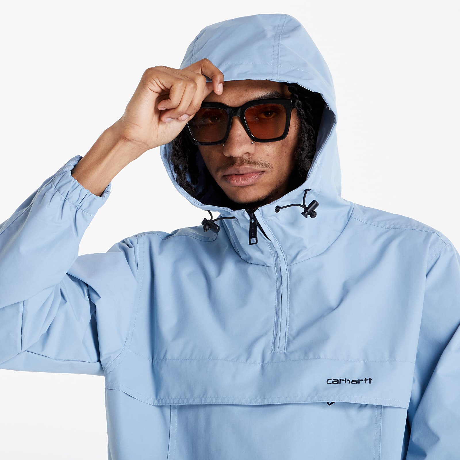 Casacos Carhartt WIP Windbreaker Pullover Frosted Blue/ Black 