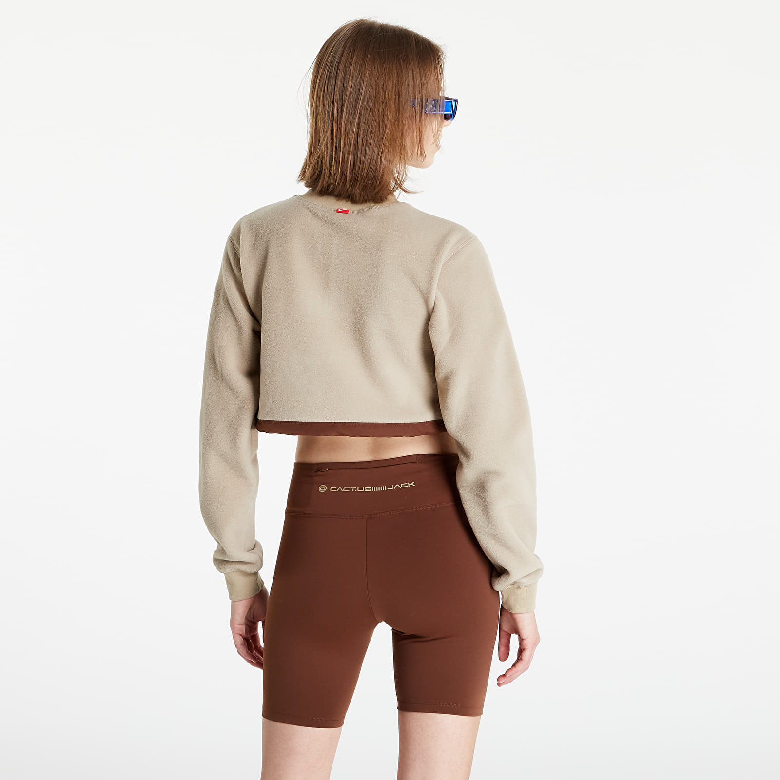 Mikiny Nike x CACT.US CORP Women's Pullover Crew Sweatshirt Beige/ Dark Brown