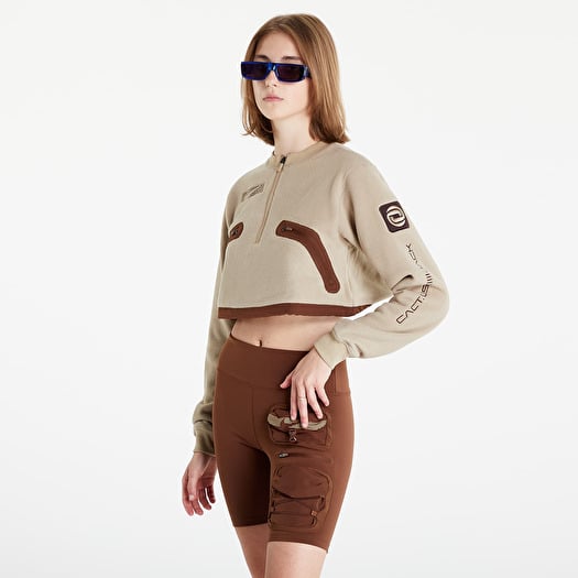 Hoodies and sweatshirts Nike x CACT.US CORP Women s Pullover Crew Sweatshirt Beige Dark Brown Footshop