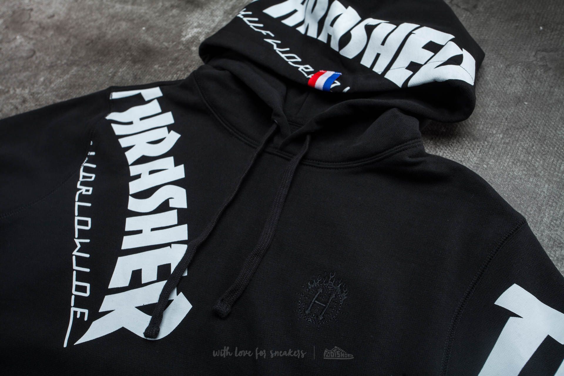 Huf x thrasher tds allover black hoodie sales