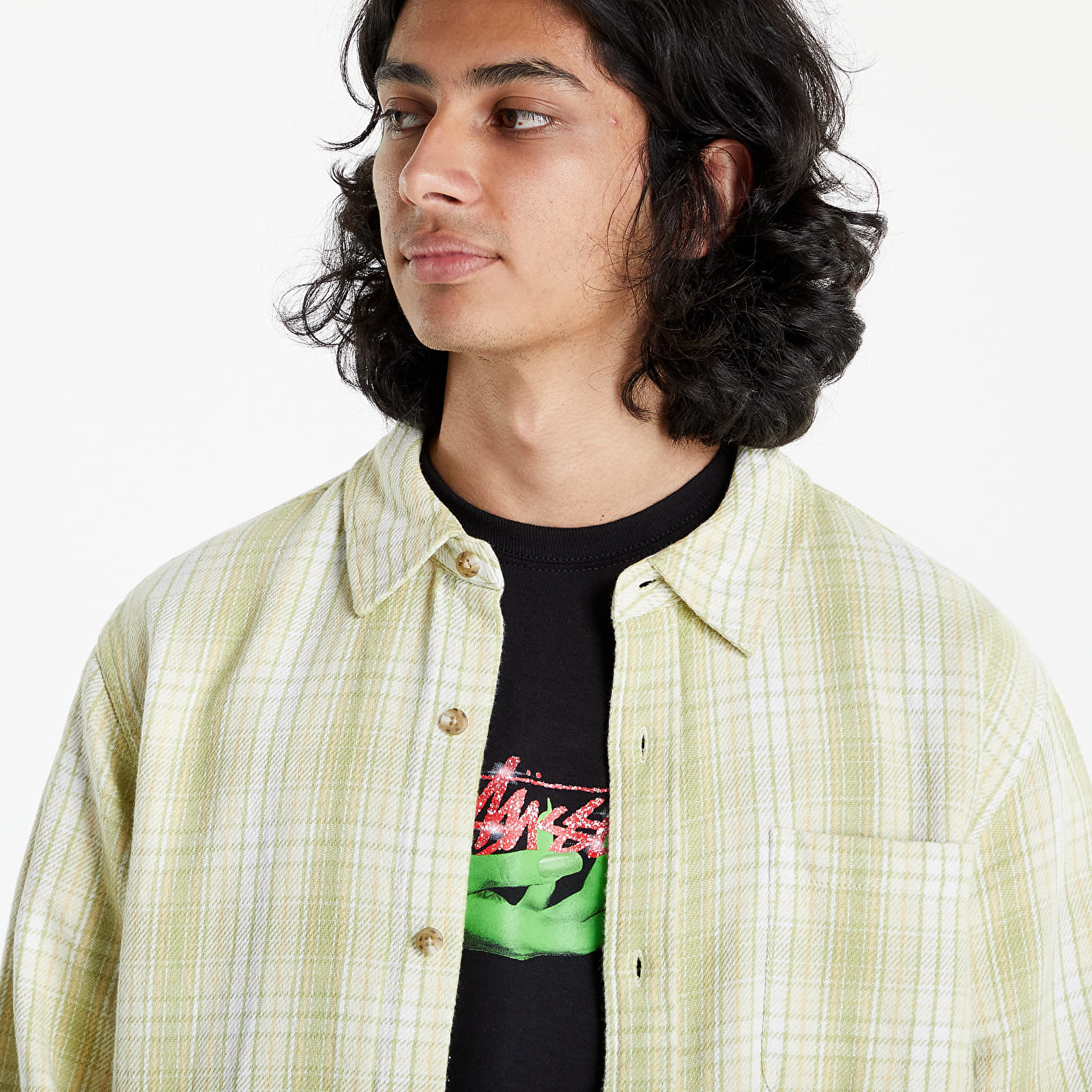 Overhemden Stüssy Beach Plaid Shirt Lime