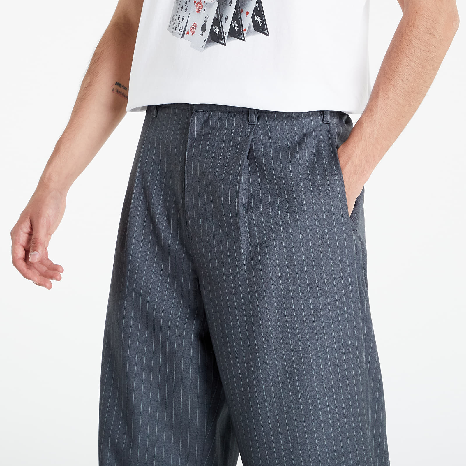 Pants and jeans Stüssy Striped Volume Pleated Trouser Grey | Footshop