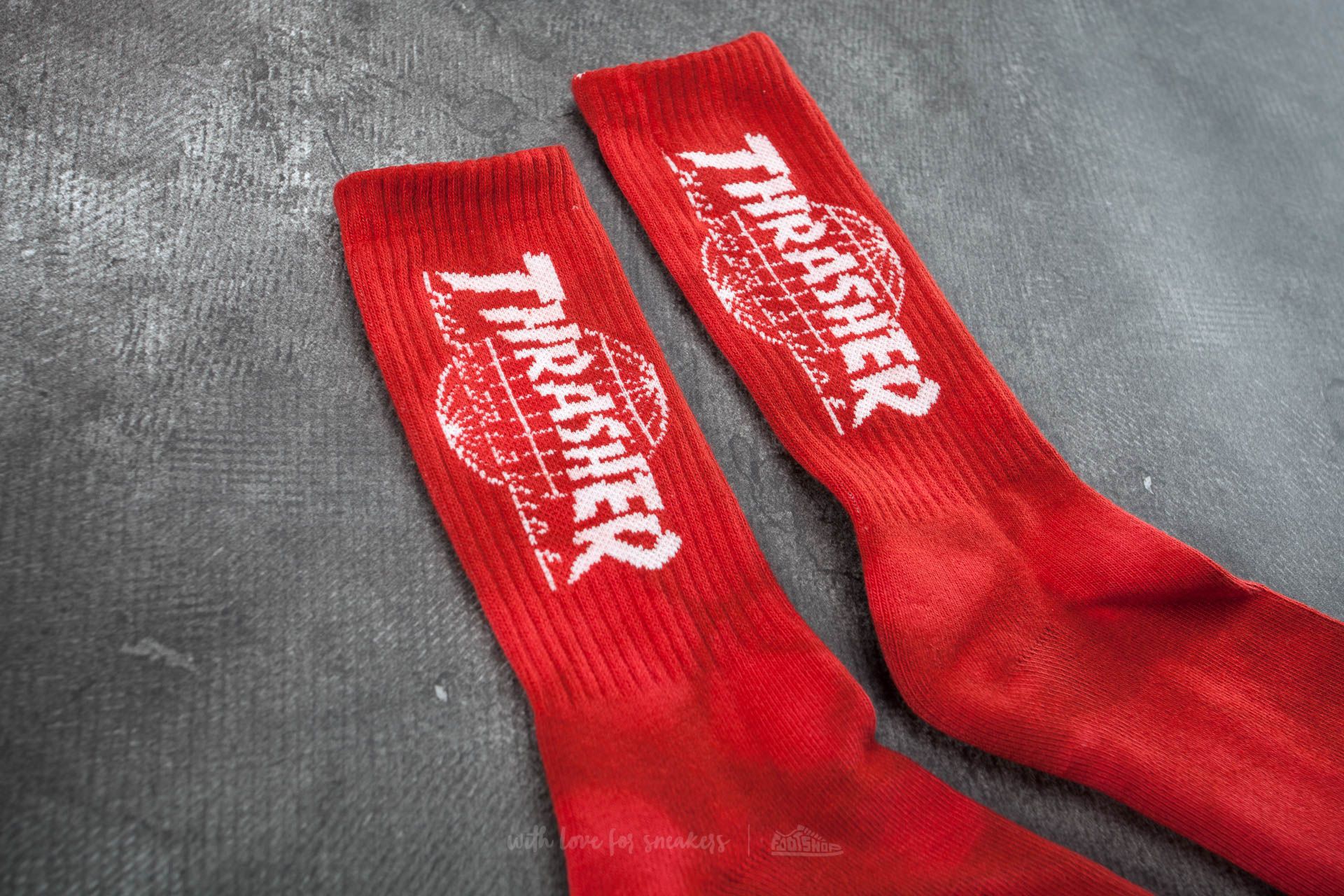 Socks HUF x Thrasher Tour De Stoops Crystal Wash Crew Sock Red