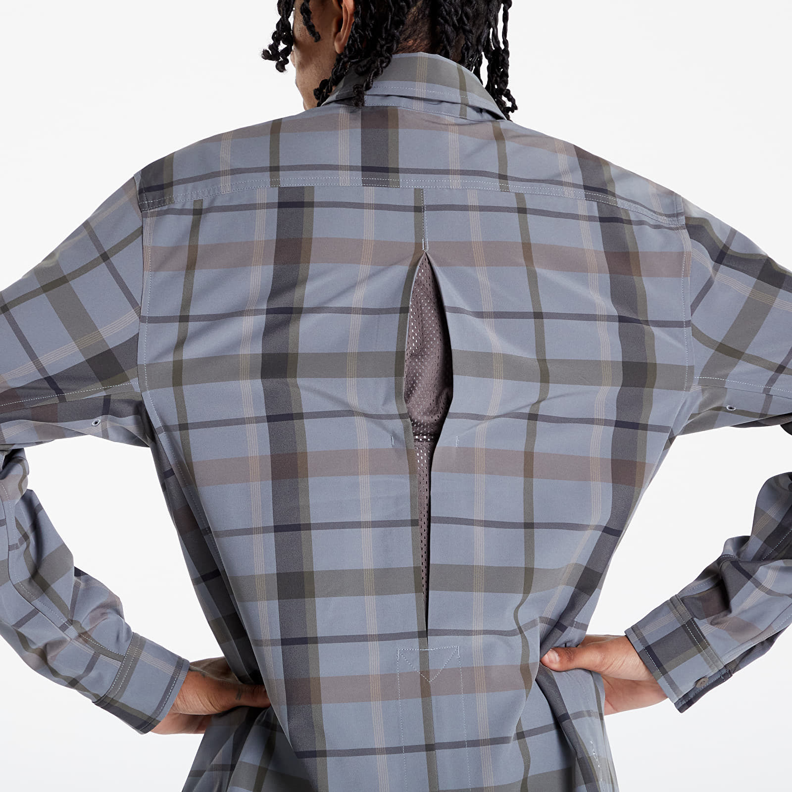 Košile Nike ACG Dri-FIT UV 'Devastation Trail' Men´s Checked Top Smoke Grey/ Ironstone/ Summit White
