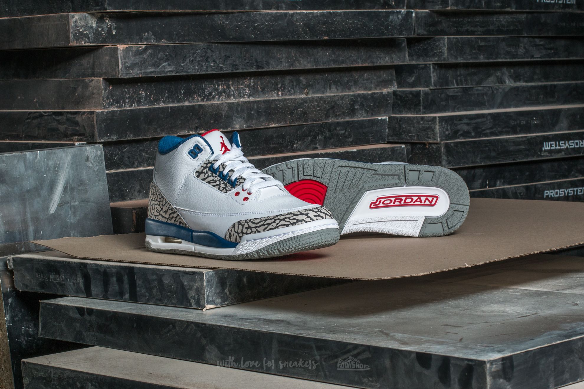Zapatos Air Jordan 3 Retro OG (BG) White/ Fire Red-True Blue