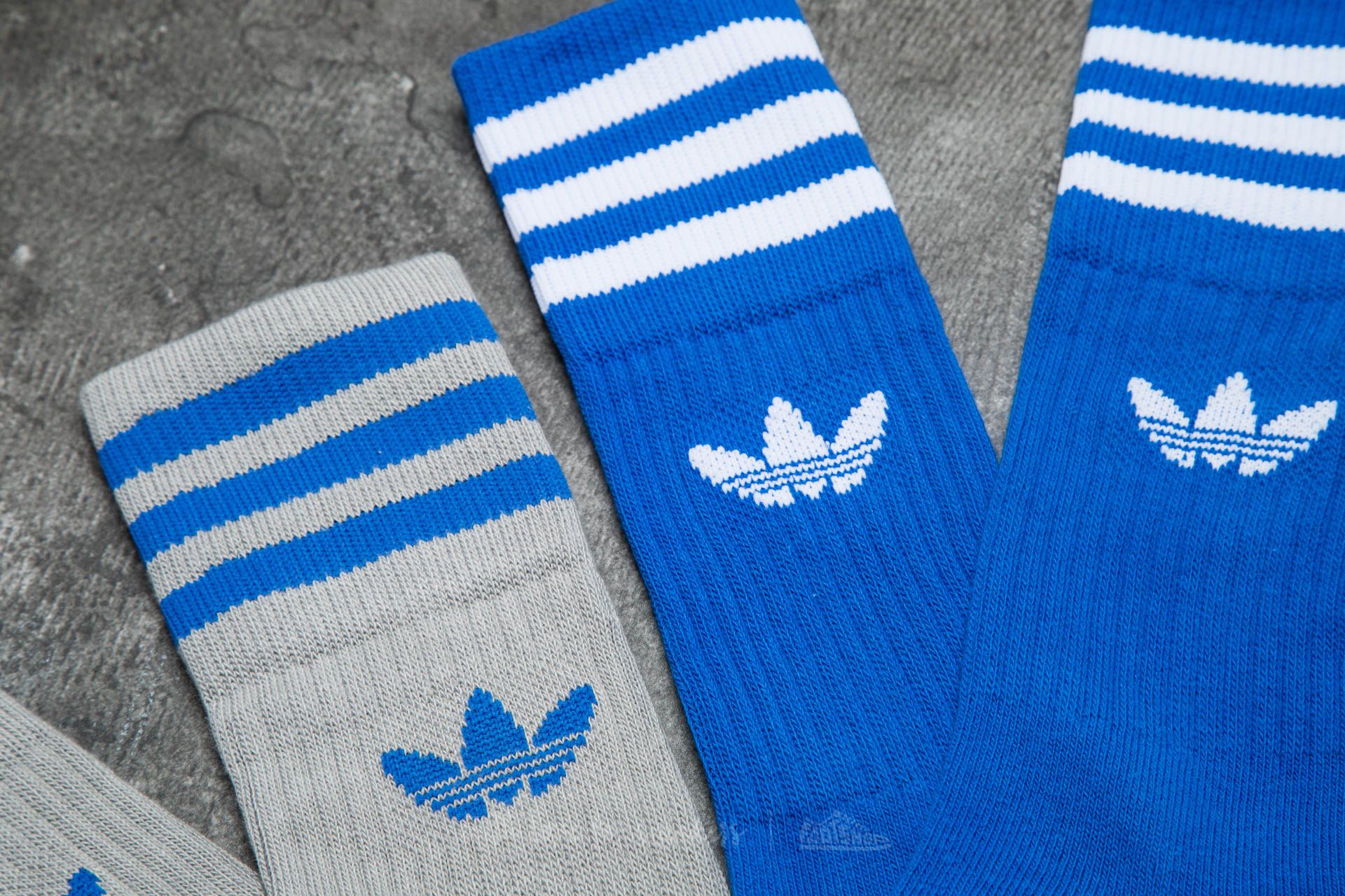 Nogavice  adidas Solid Crew Sock 2 Pack Blue/ Grey/ White