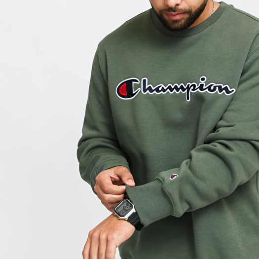 Green champion crewneck sweatshirt sale