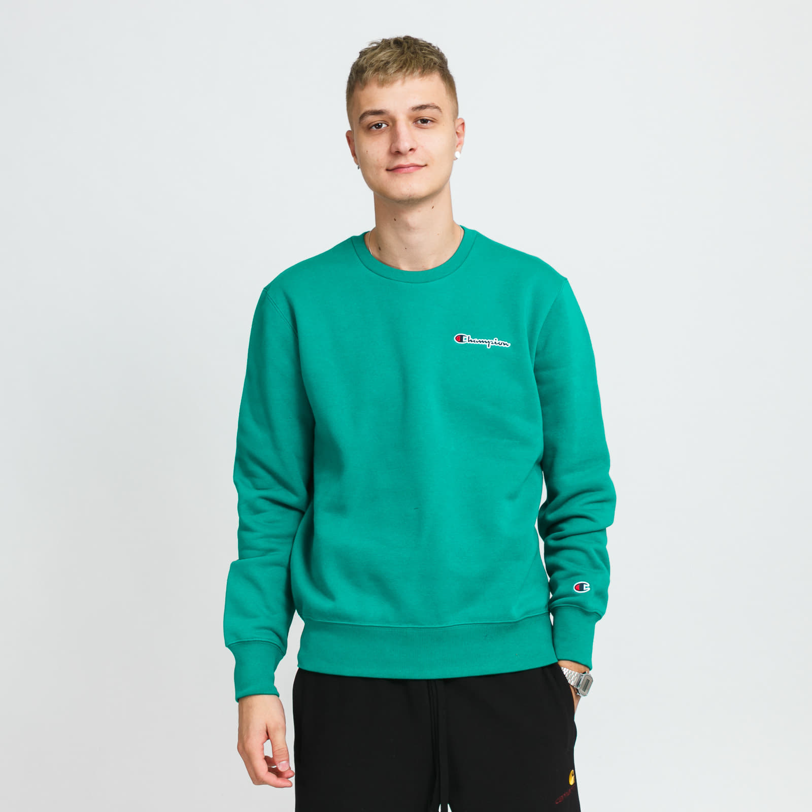 Champion teal crew retailers neck